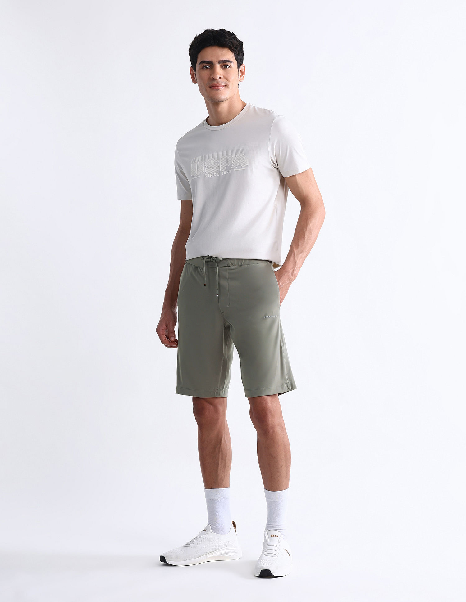 USPA Active Solid Slim Fit Active Shorts