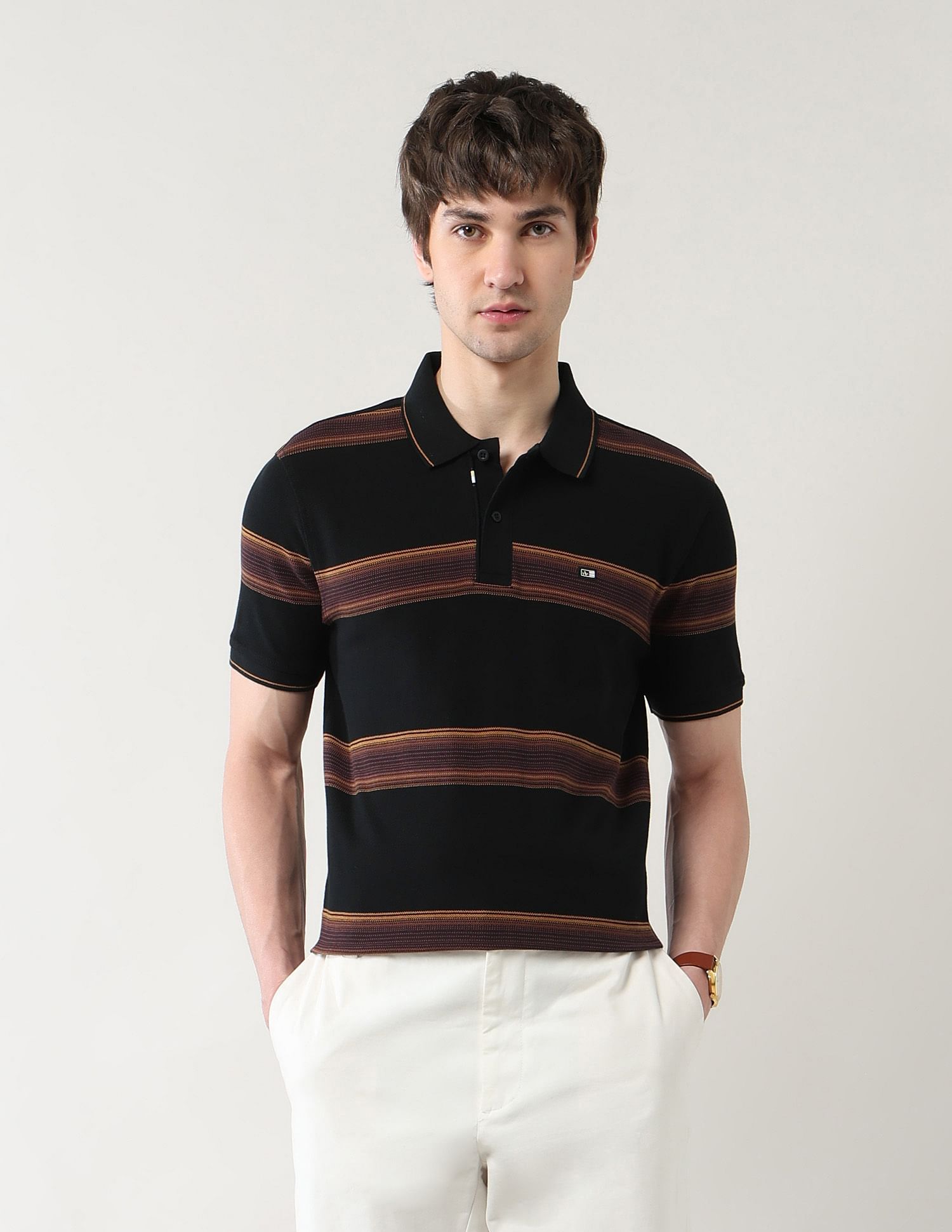 Arrow Sport Horizontal Striped Regular Fit Polo Shirt