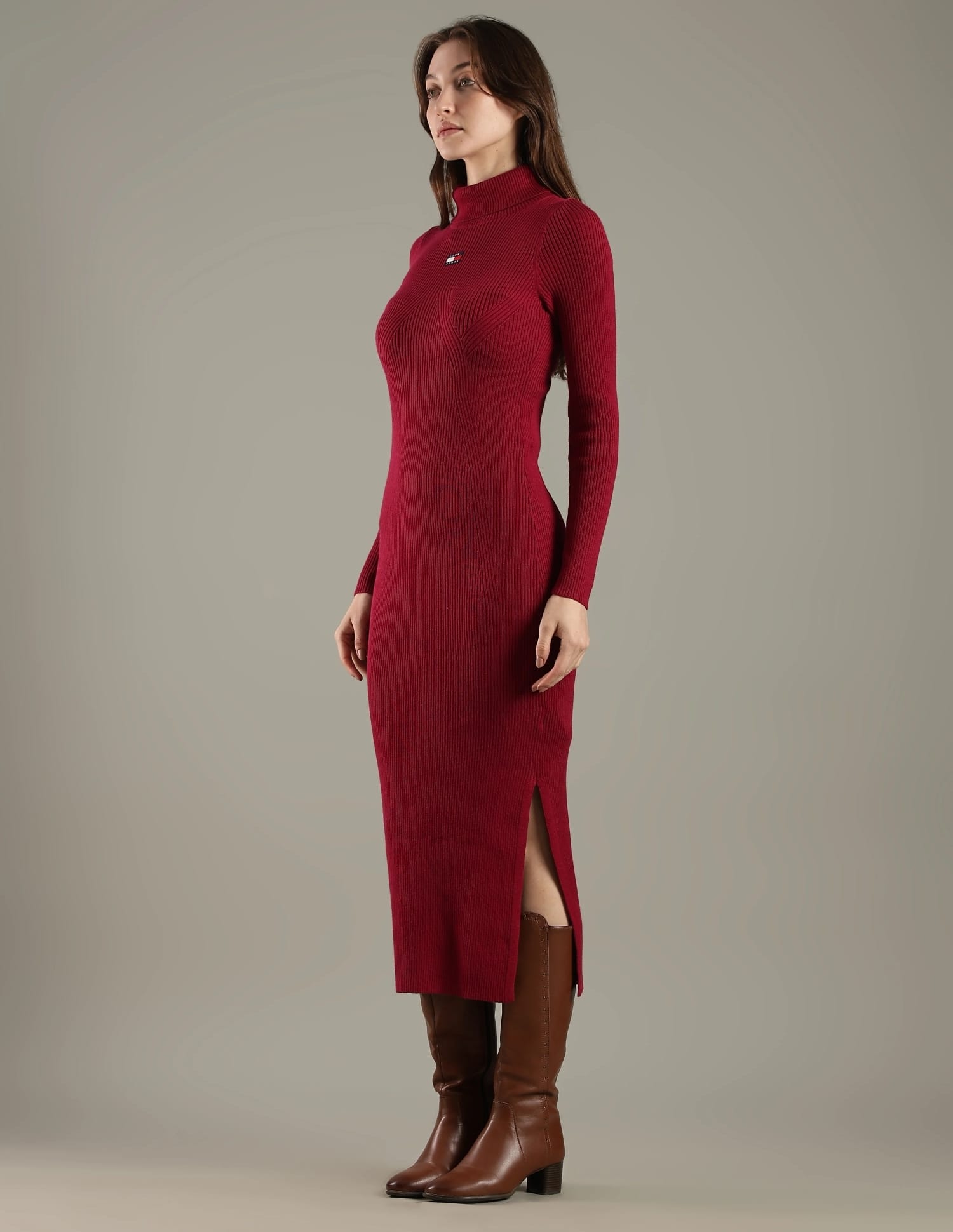 tommy hilfiger bodycon dress Buy Cotton Turtleneck All Bridesmaid Gifts Peach Infinity Bridesmaid Dress Color:Orange Red