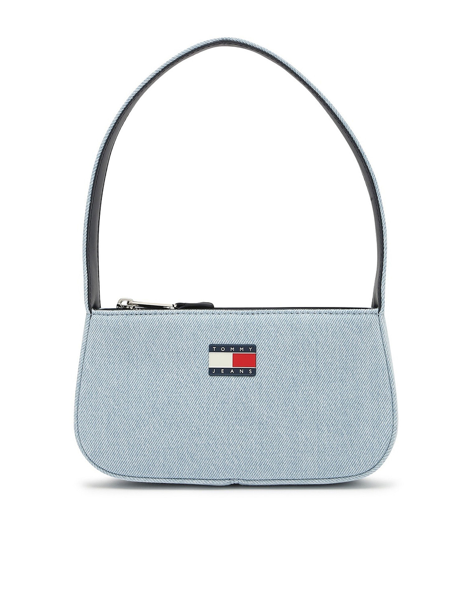Tommy Hilfiger Solid Blue Cotton Shoulder Bag