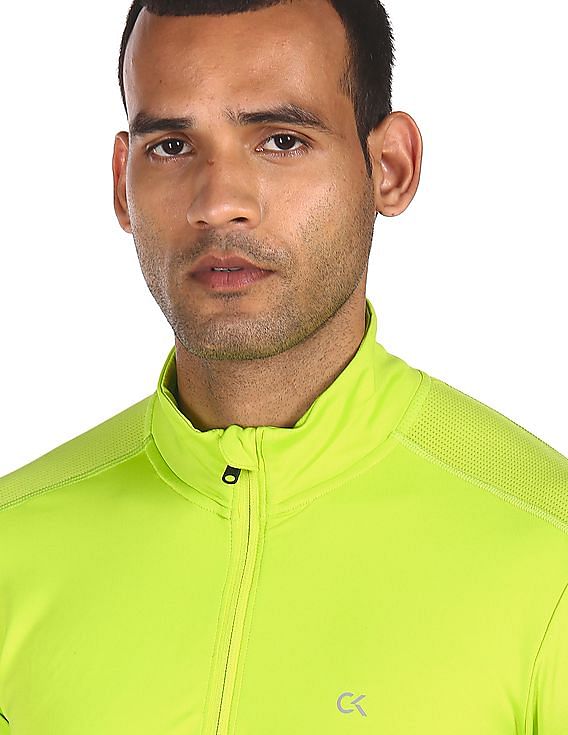 Calvin Klein Men Neon Green High Neck Solid T-Shirt