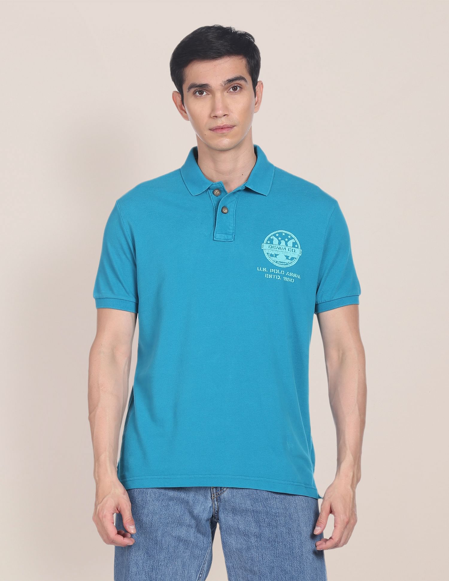 U.S. Polo Assn. Denim Co. Placement Print Pique Polo Shirt