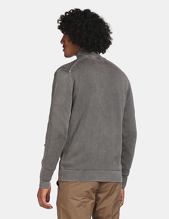 Calvin Klein Jeans Gray Knit Cardigan Zip Front Sweater 100