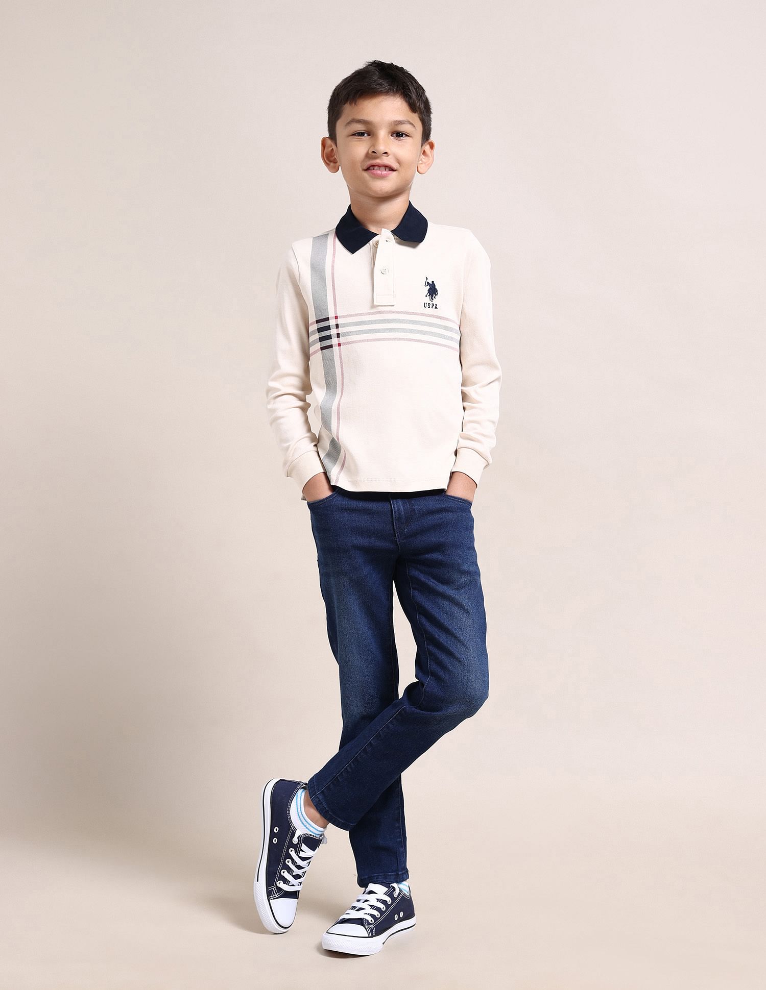 U.S. Polo Assn. Kids Boys Horizontal Striped Cotton Polo Shirt