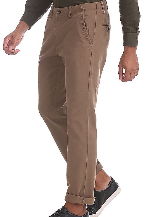 Buy Ruggers Ecru Slim Fit Mid Rise Trousers for Men Online  Tata CLiQ