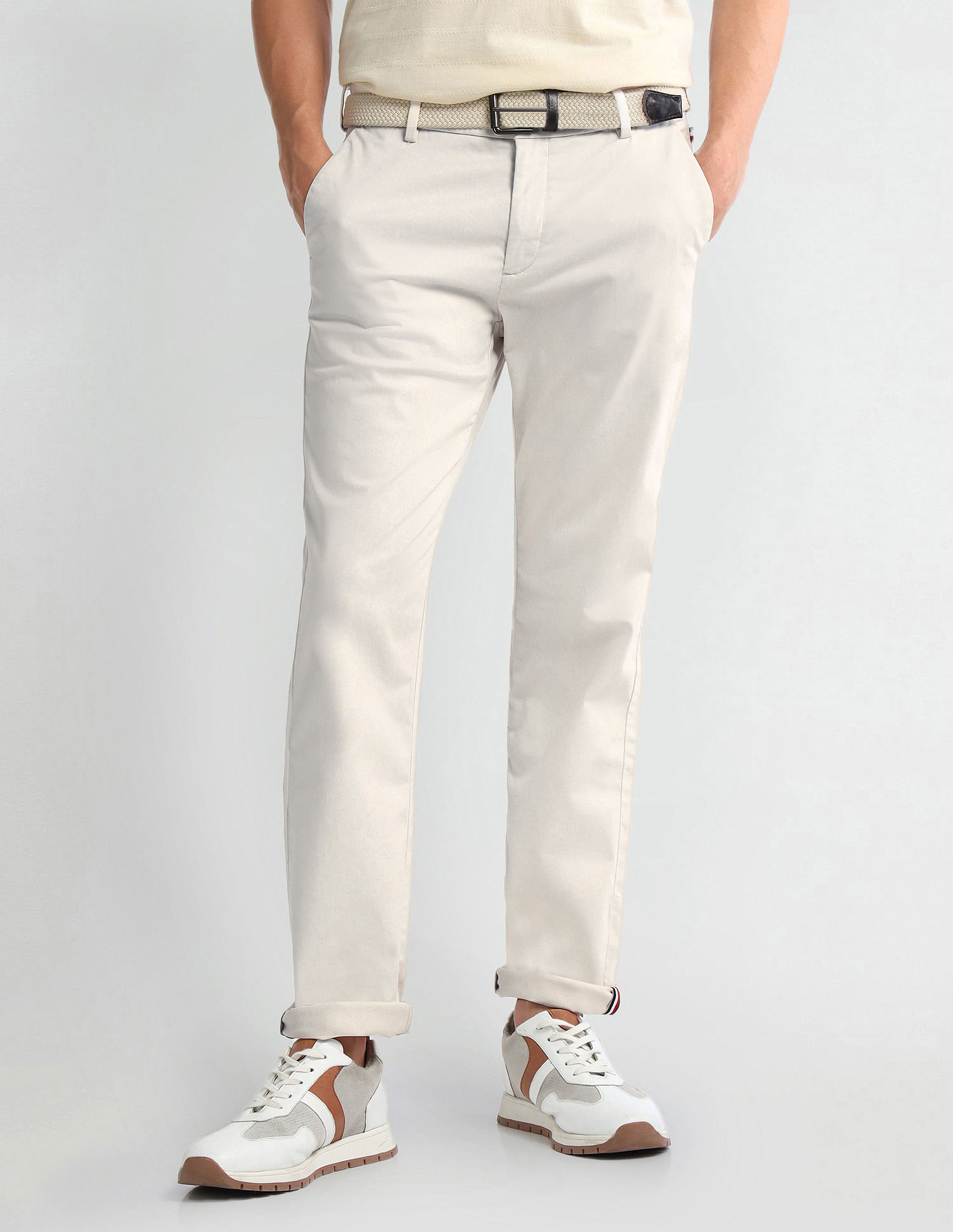 Arrow Sports Mid Rise Solid Trousers