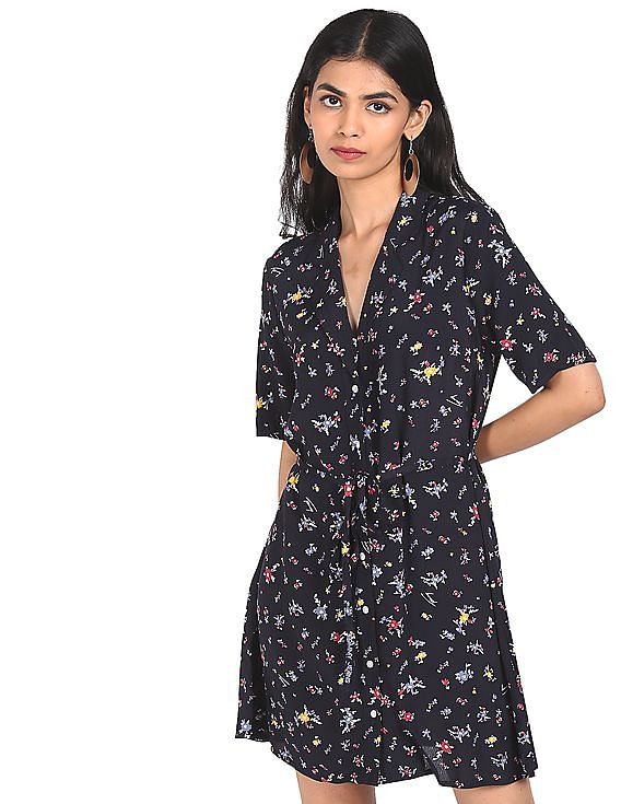tommy hilfiger black floral dress