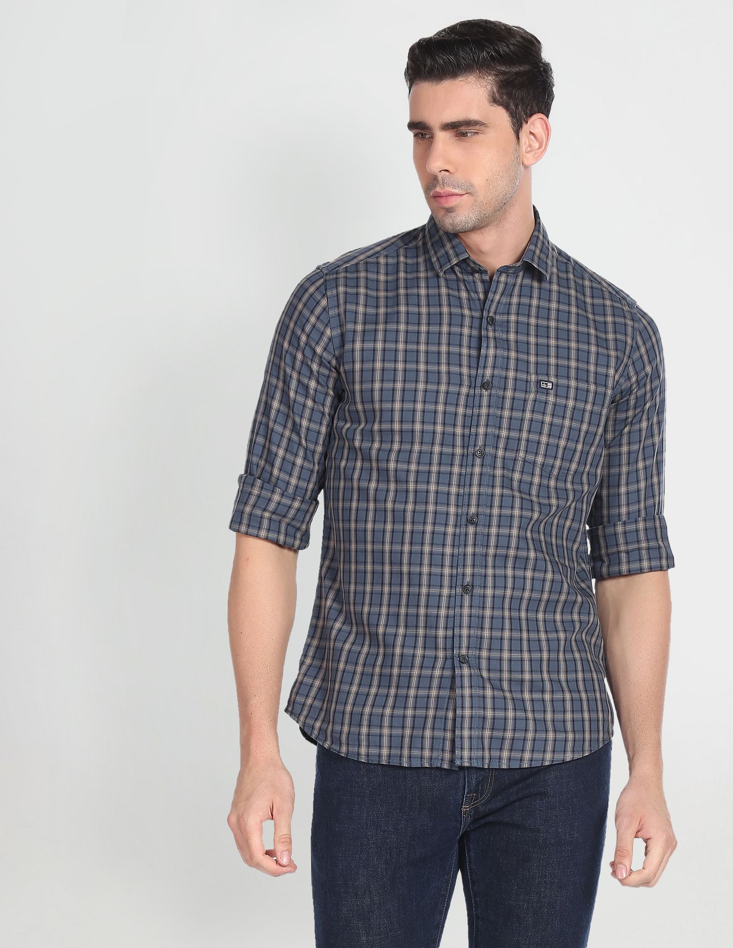 Arrow Sports Cutaway Collar Tartan Check Shirt