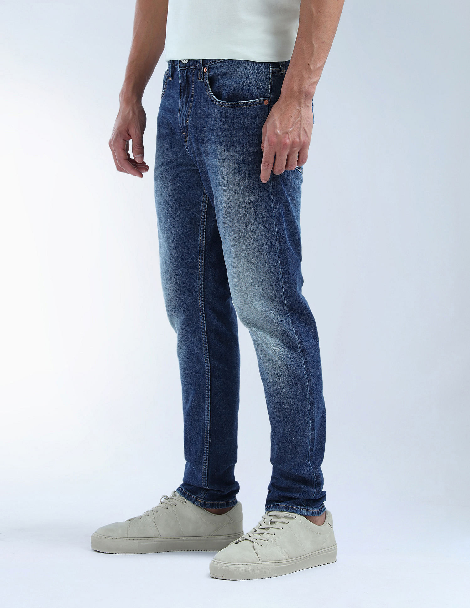 Flying Machine Slash Slim Tapered Fit Blue Jeans