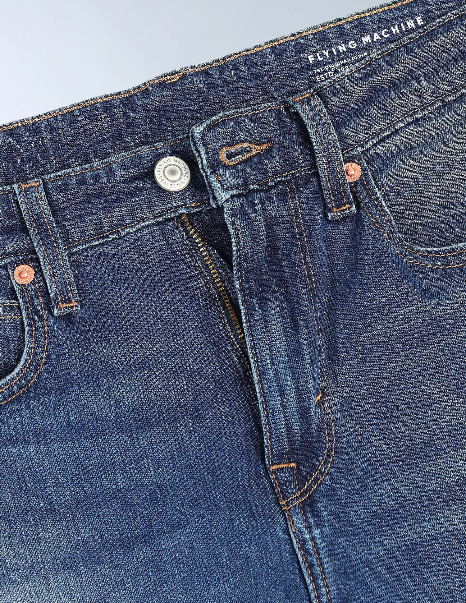 Flying Machine Slash Slim Tapered Fit Blue Jeans