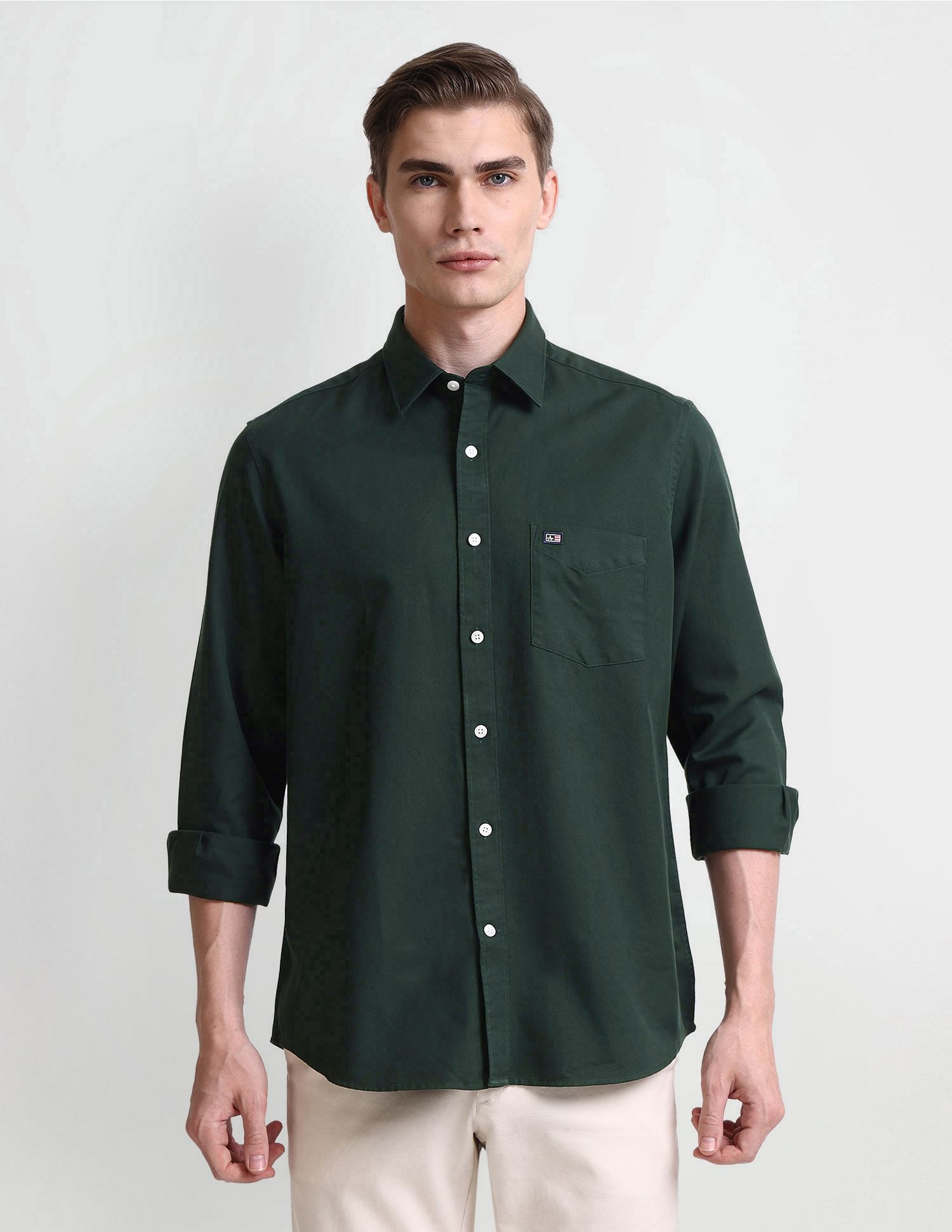 Arrow Sport Manhattan Slim Pinstriped Twill Shirt