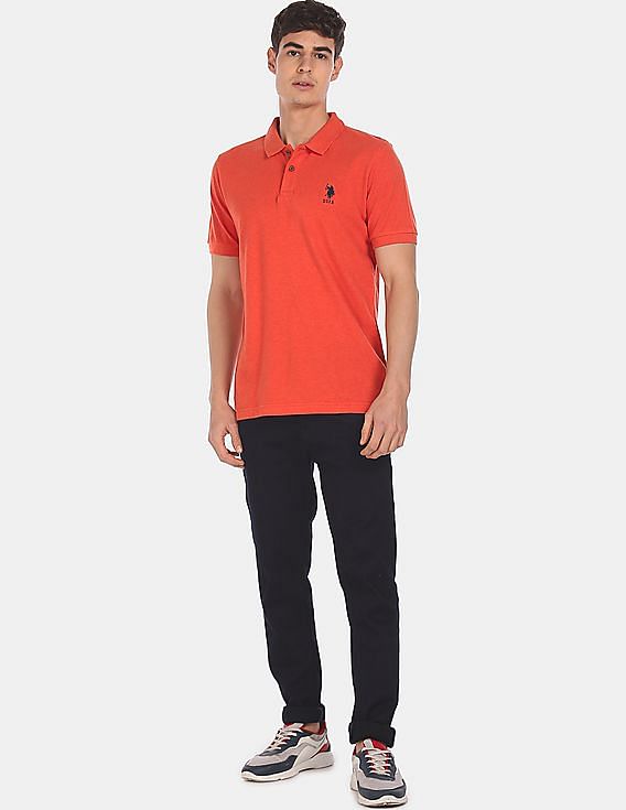 U.S. Polo Assn. Ribbed Collar Cotton Solid Pique Polo Shirt