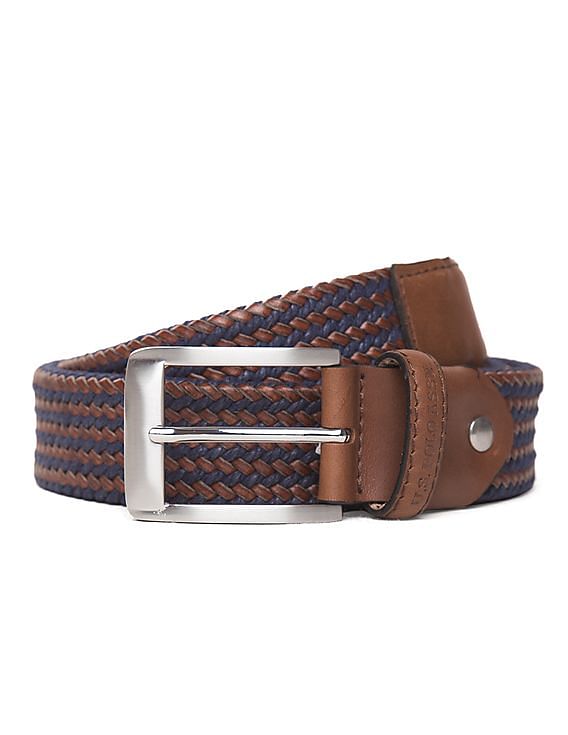 U.S. Polo Assn. Braided Leather Canvas Belt
