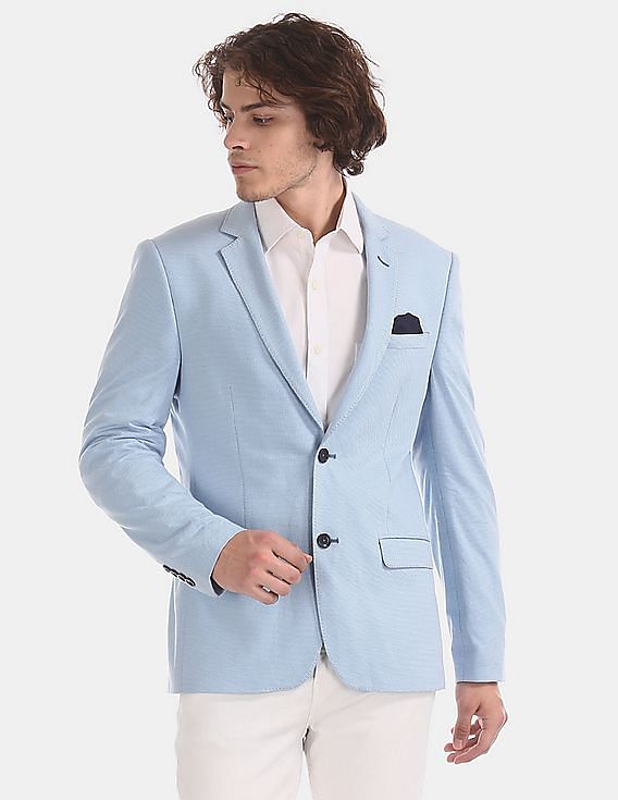 light blue textured blazer