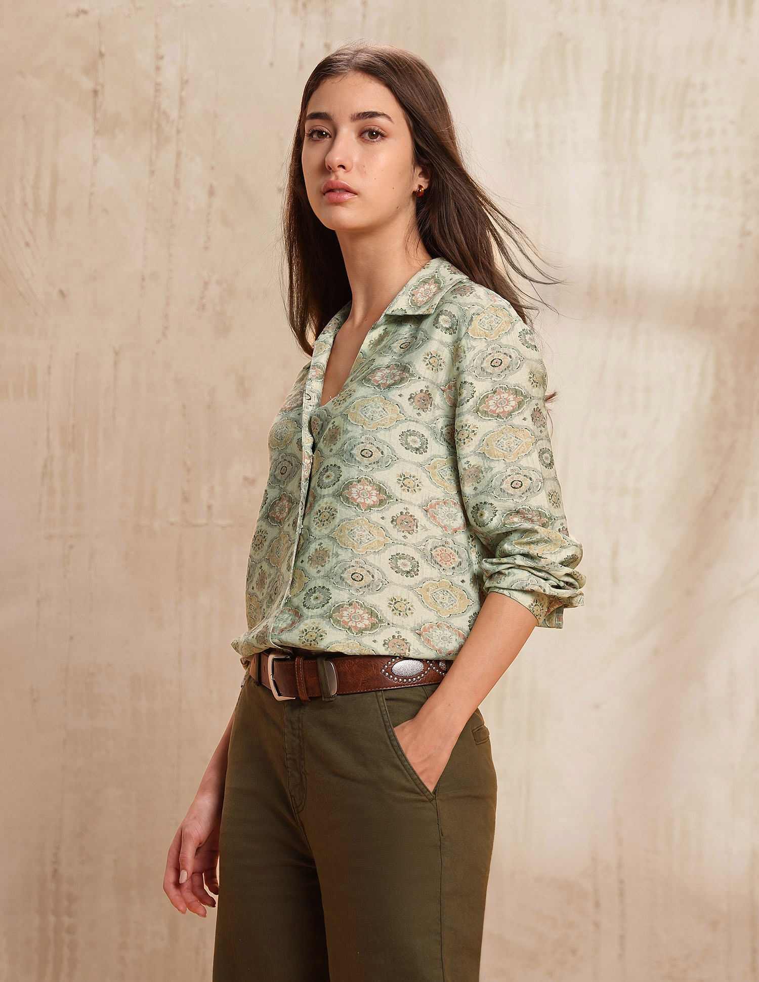 U.S. Polo Assn. Women Regular Fit Abstract Printed Shirt