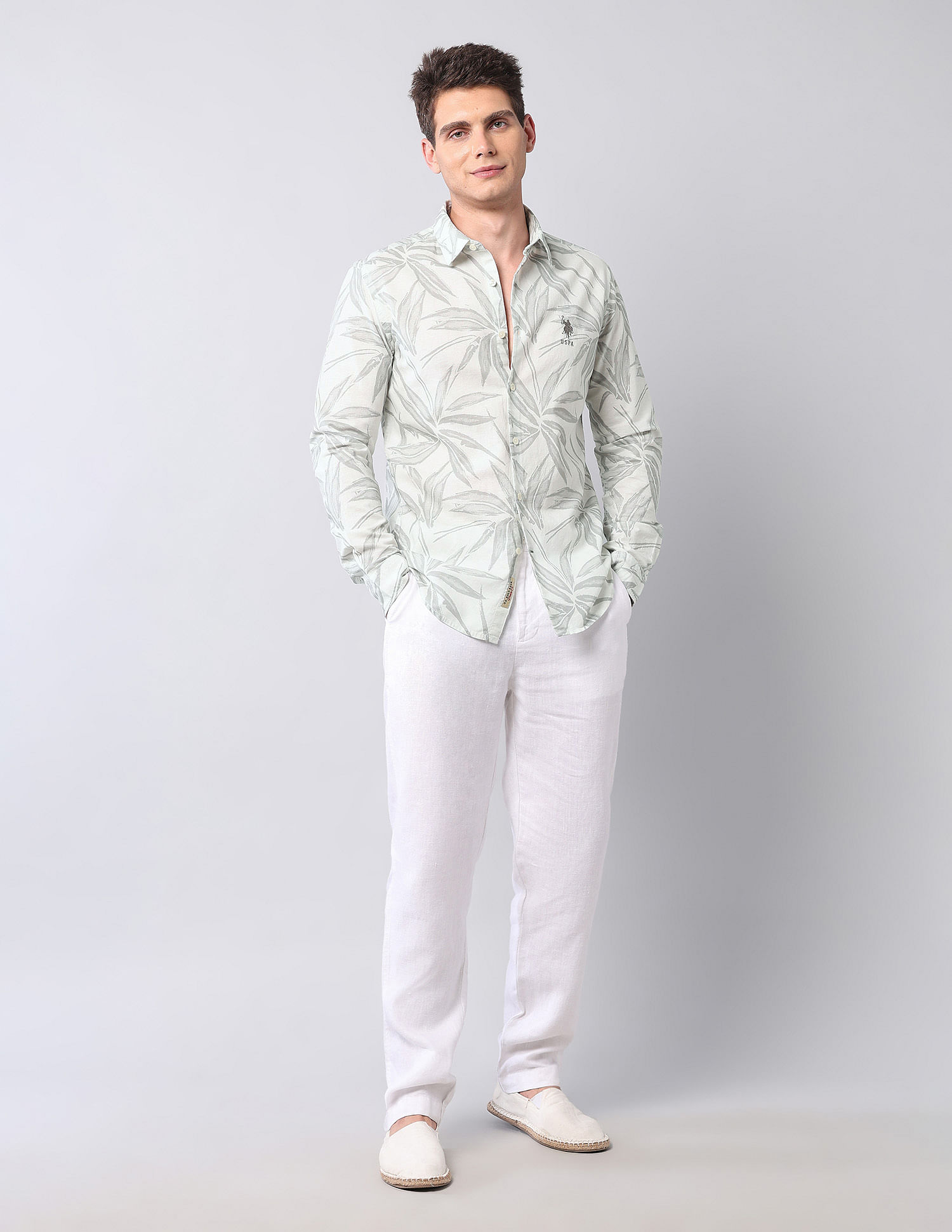 U.S. Polo Assn. Denim Co. Tropical Printed Regular Fit Shirt
