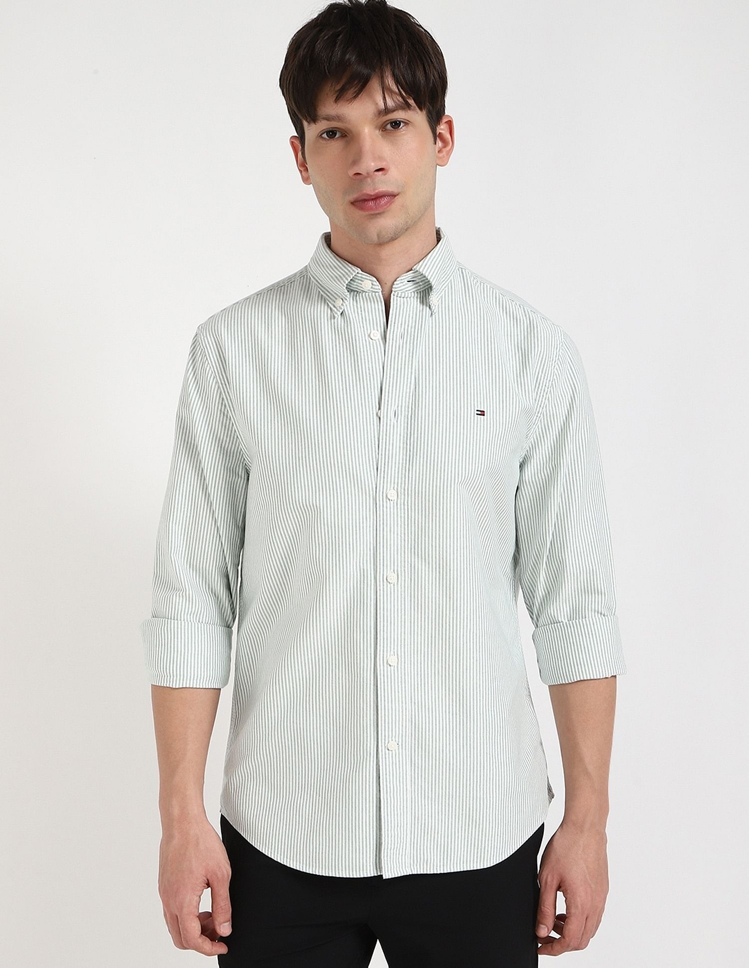 Tommy Hilfiger Striped Regular-Fit Oxford Woven Shirt