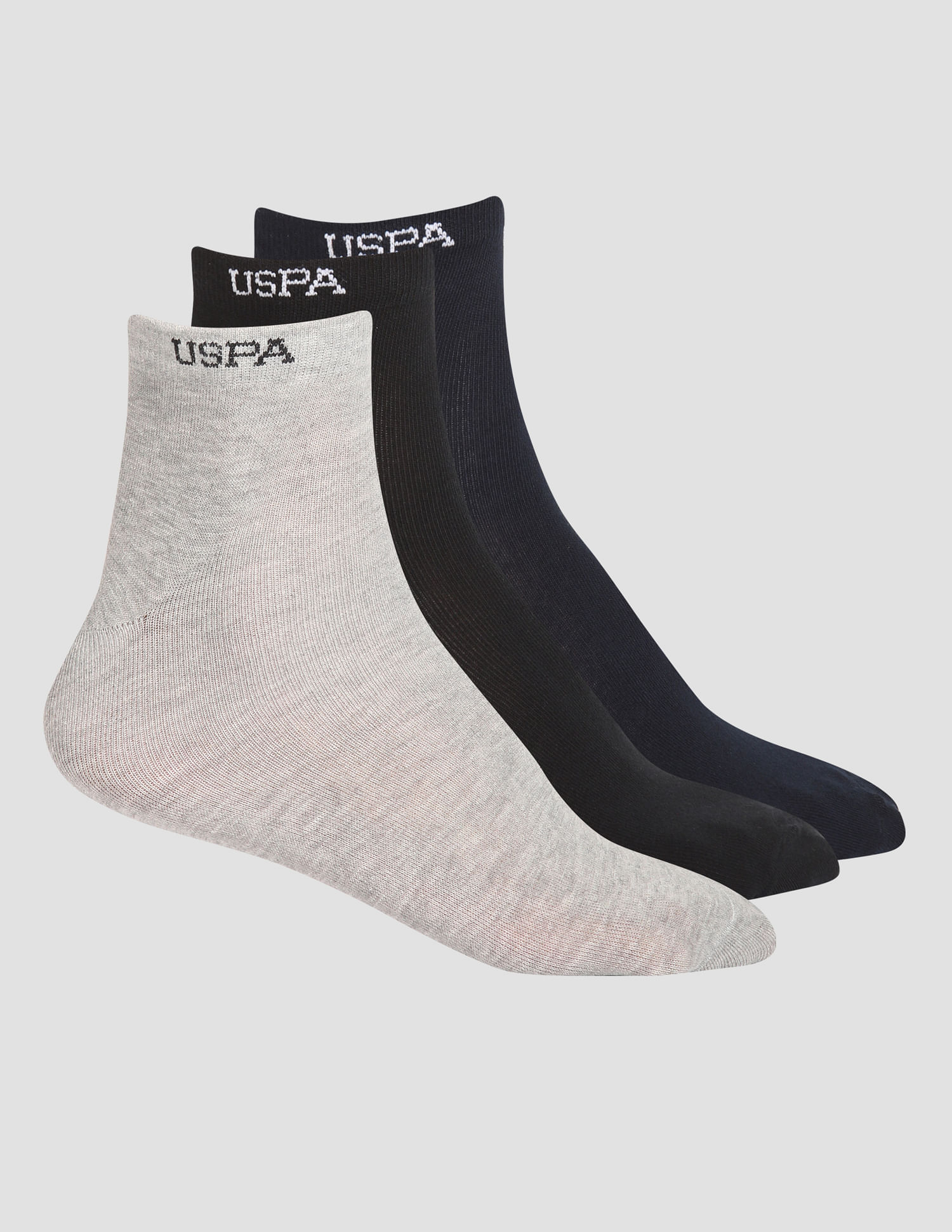 USPA Innerwear Aloe Finish Ankle Length ES002 Socks - Pack Of 3