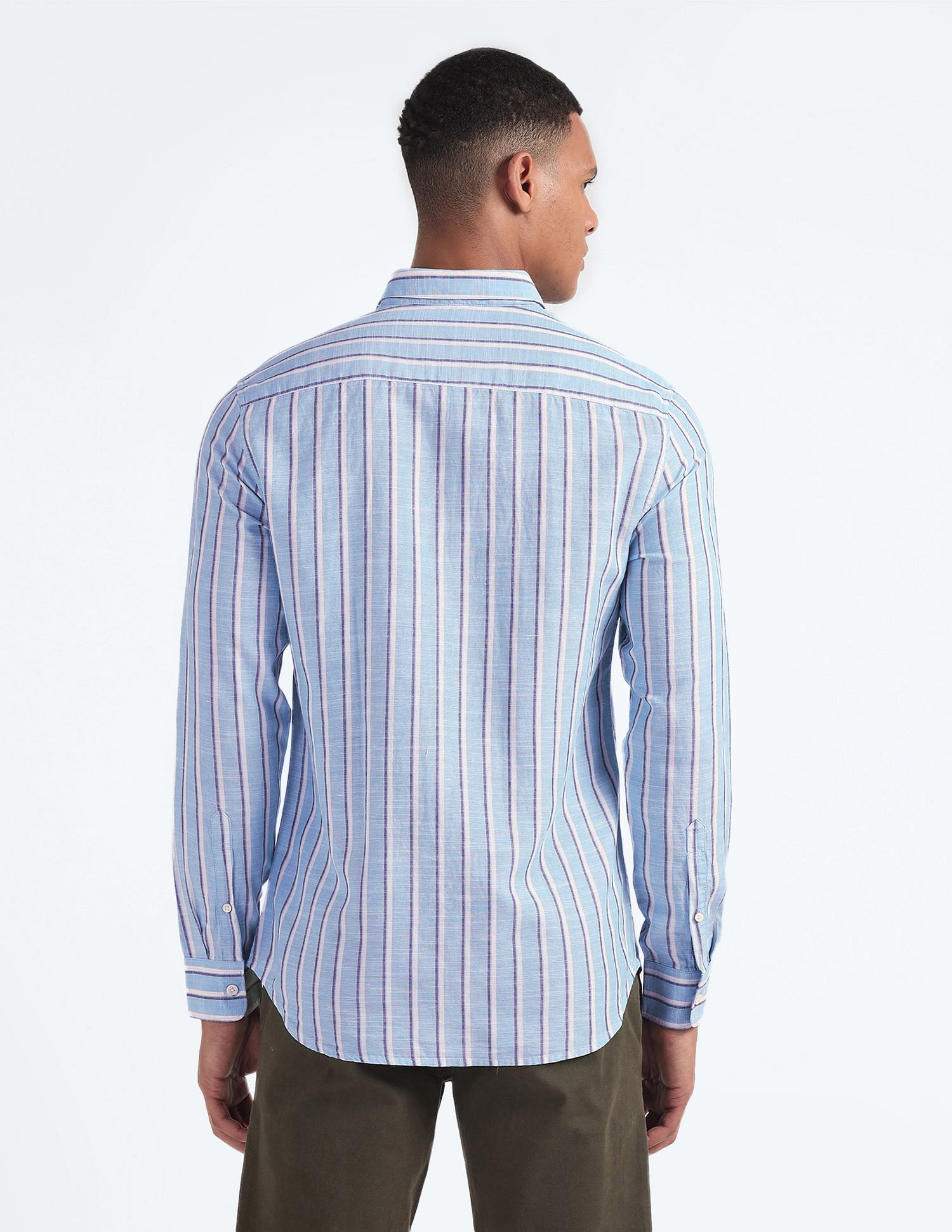 Flying Machine Tencel Hemp Cotton Stripe Shirt