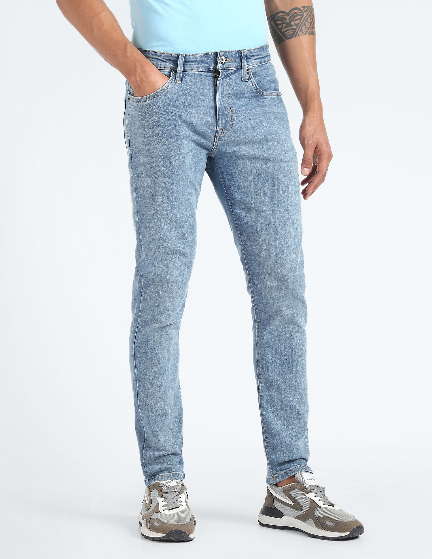 Flying Machine Slash Slim Tapered Mid Rise Jeans
