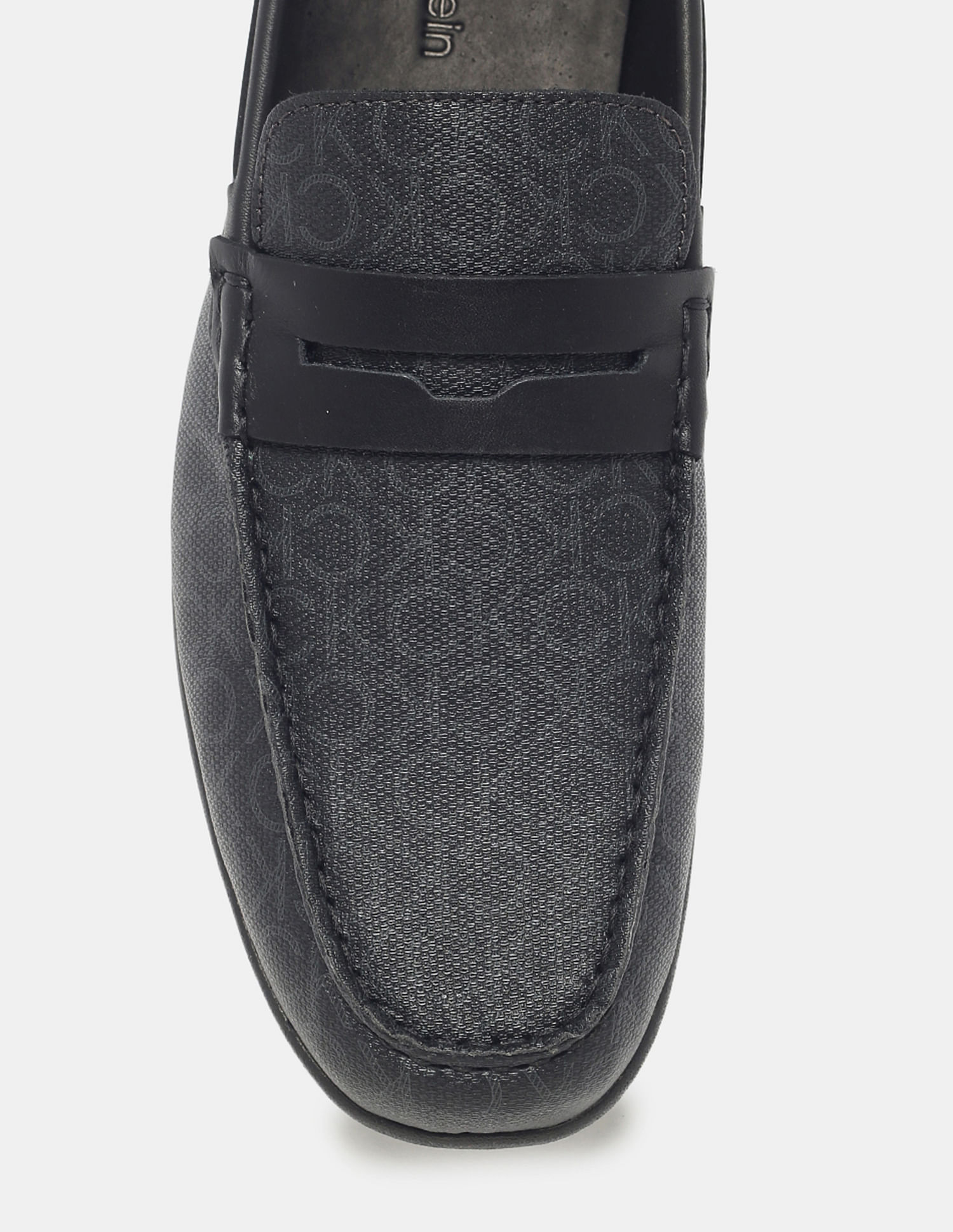 Calvin Klein Men Black Monogram Leather Loafers