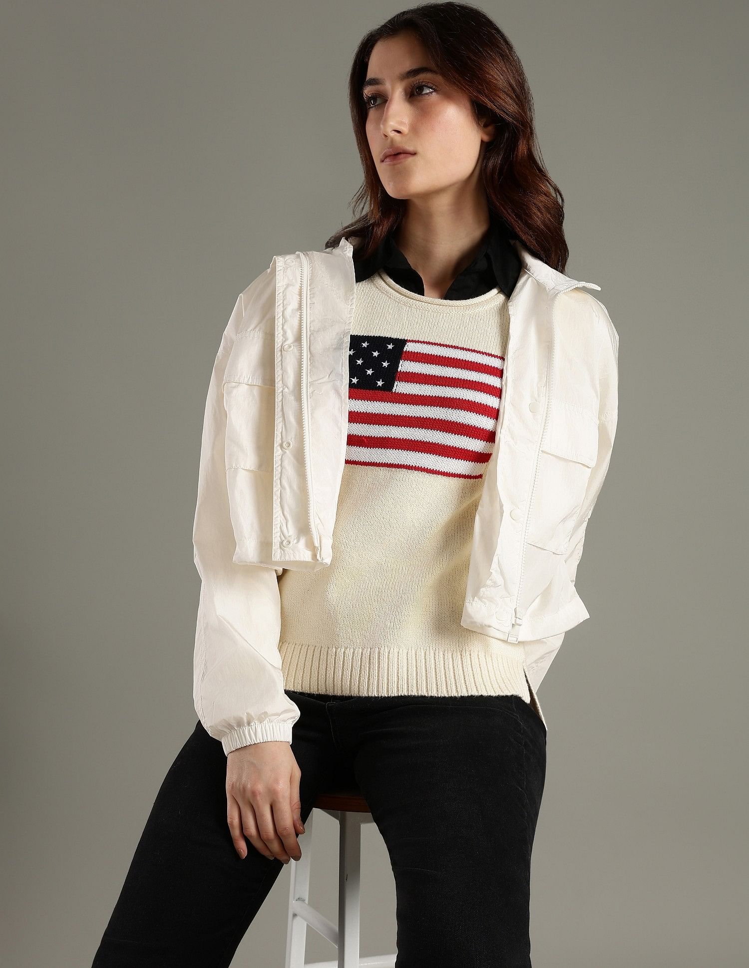 Tommy Hilfiger Relaxed Fit Nylon Spread Collar Windcheater Jacket