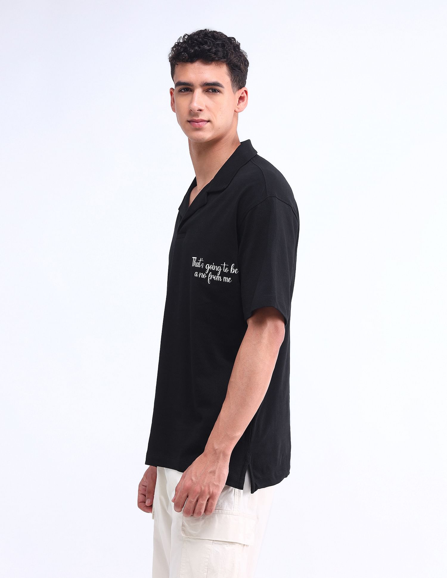 Flying Machine Typography Printed Relaxed Polo Shirt