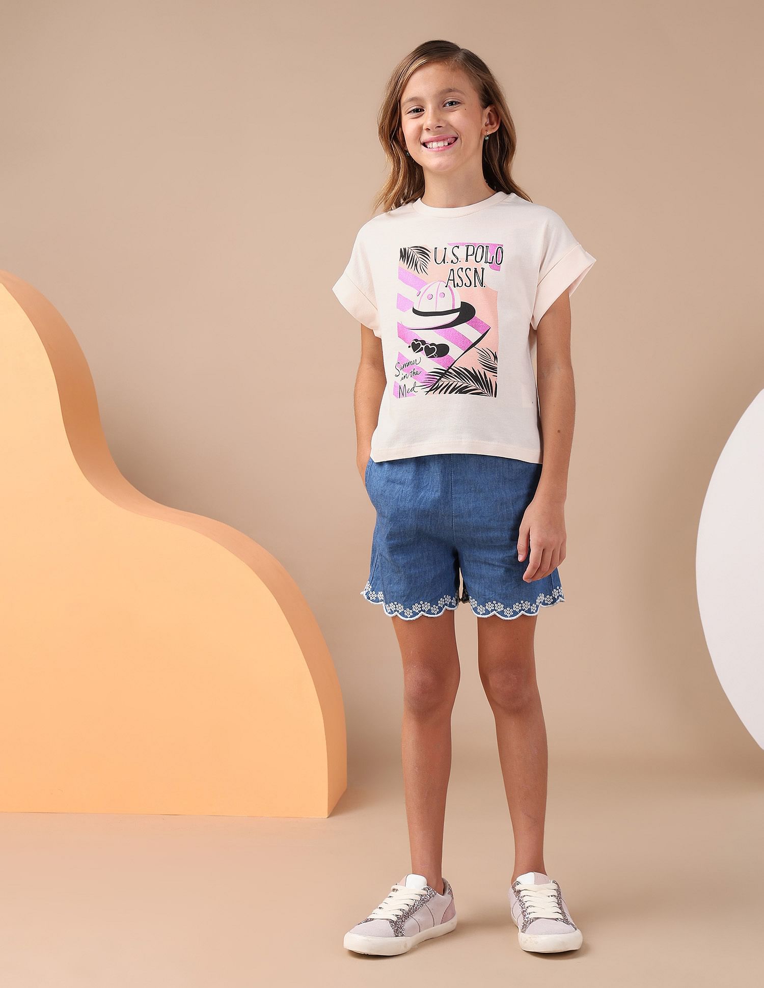 U.S. Polo Assn. Kids Girls Resort Graphic Cotton T-Shirt