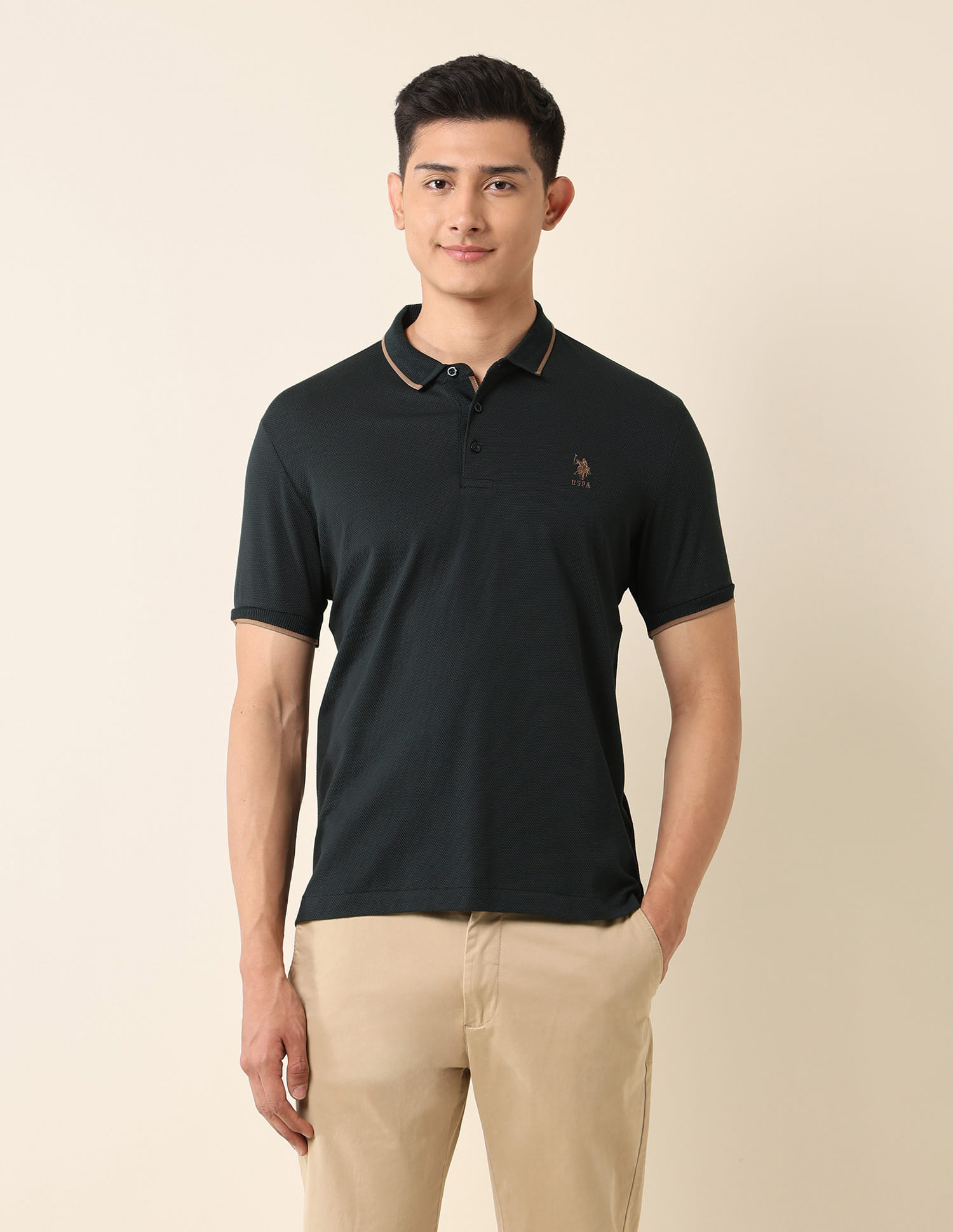 Buy U.S. Polo Assn. Textured Slim Fit Polo Shirt - NNNOW.com