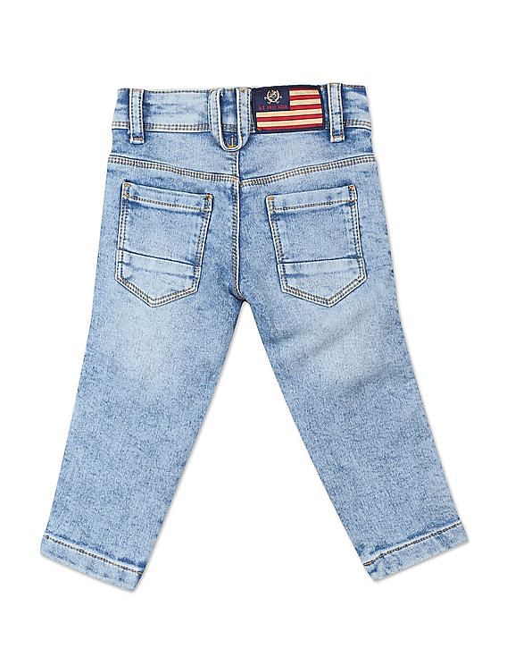 U.S. Polo Assn. Kids Boys Slim Fit Acid Wash Jeans