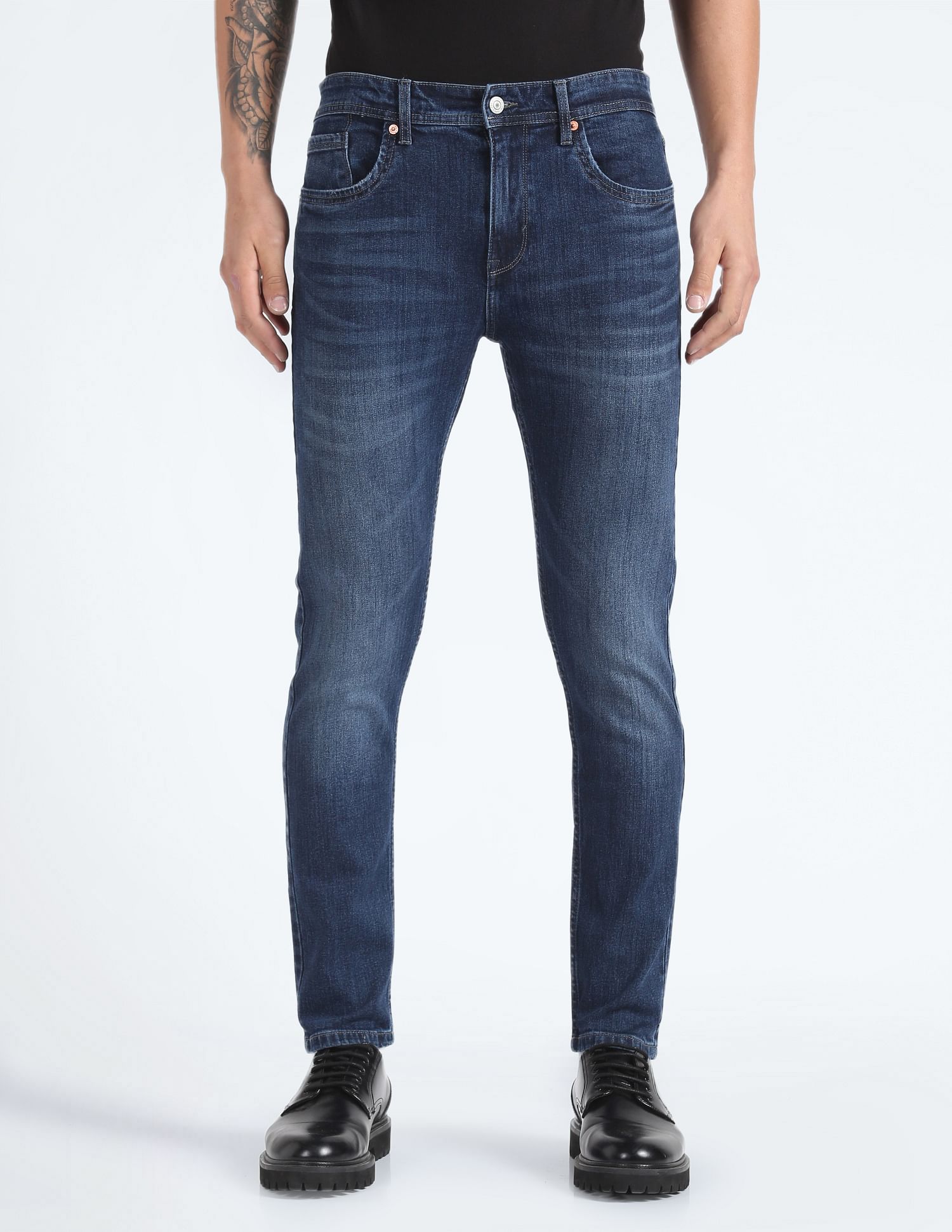 Flying Machine Slash Slim Tapered Dark Wash Jeans