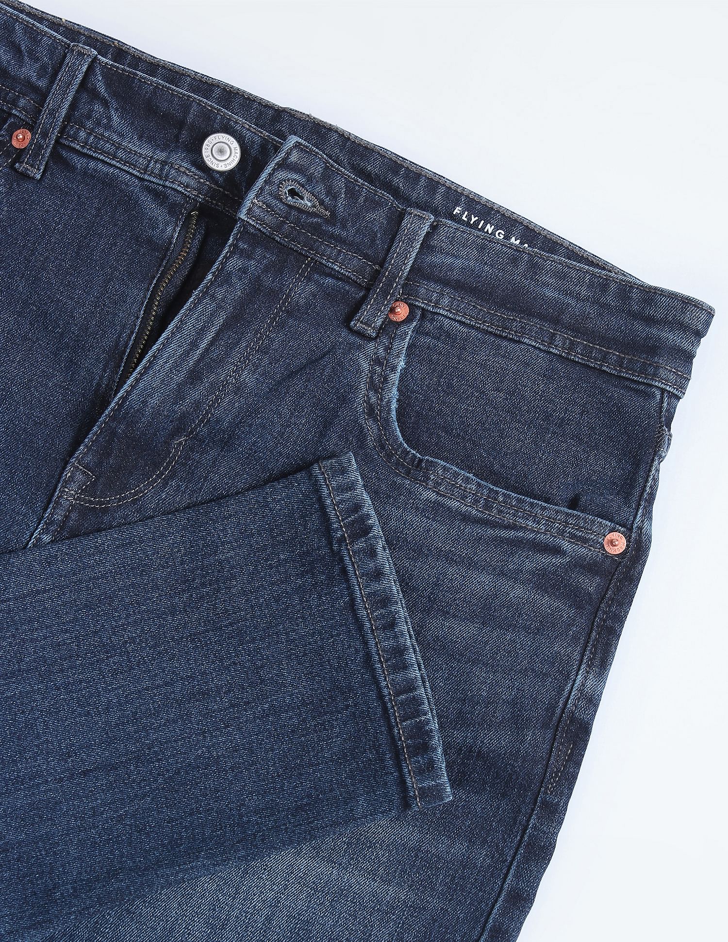 Flying Machine Slash Slim Tapered Dark Wash Jeans