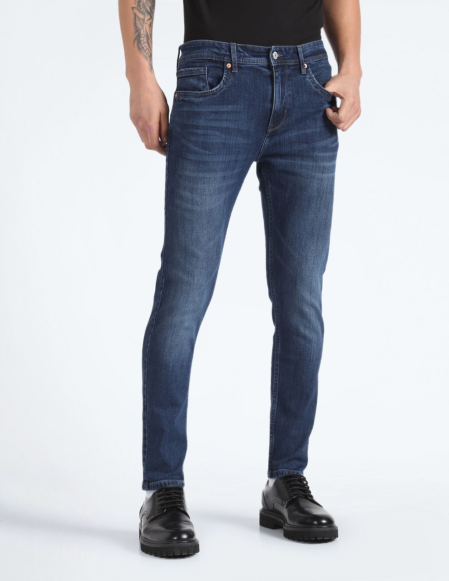 Flying Machine Slash Slim Tapered Dark Wash Jeans