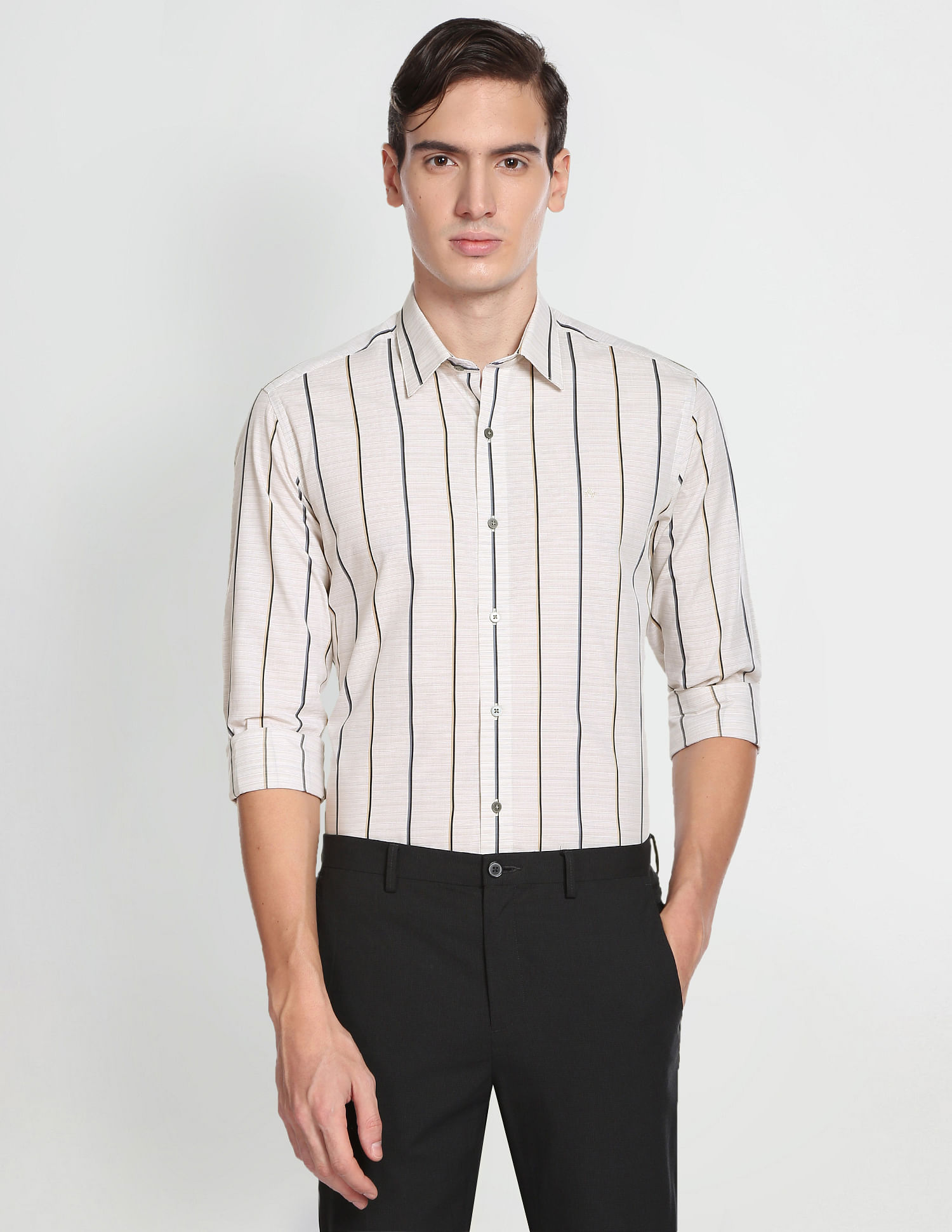 Arrow Newyork Point Collar Vertical Stripe Shirt