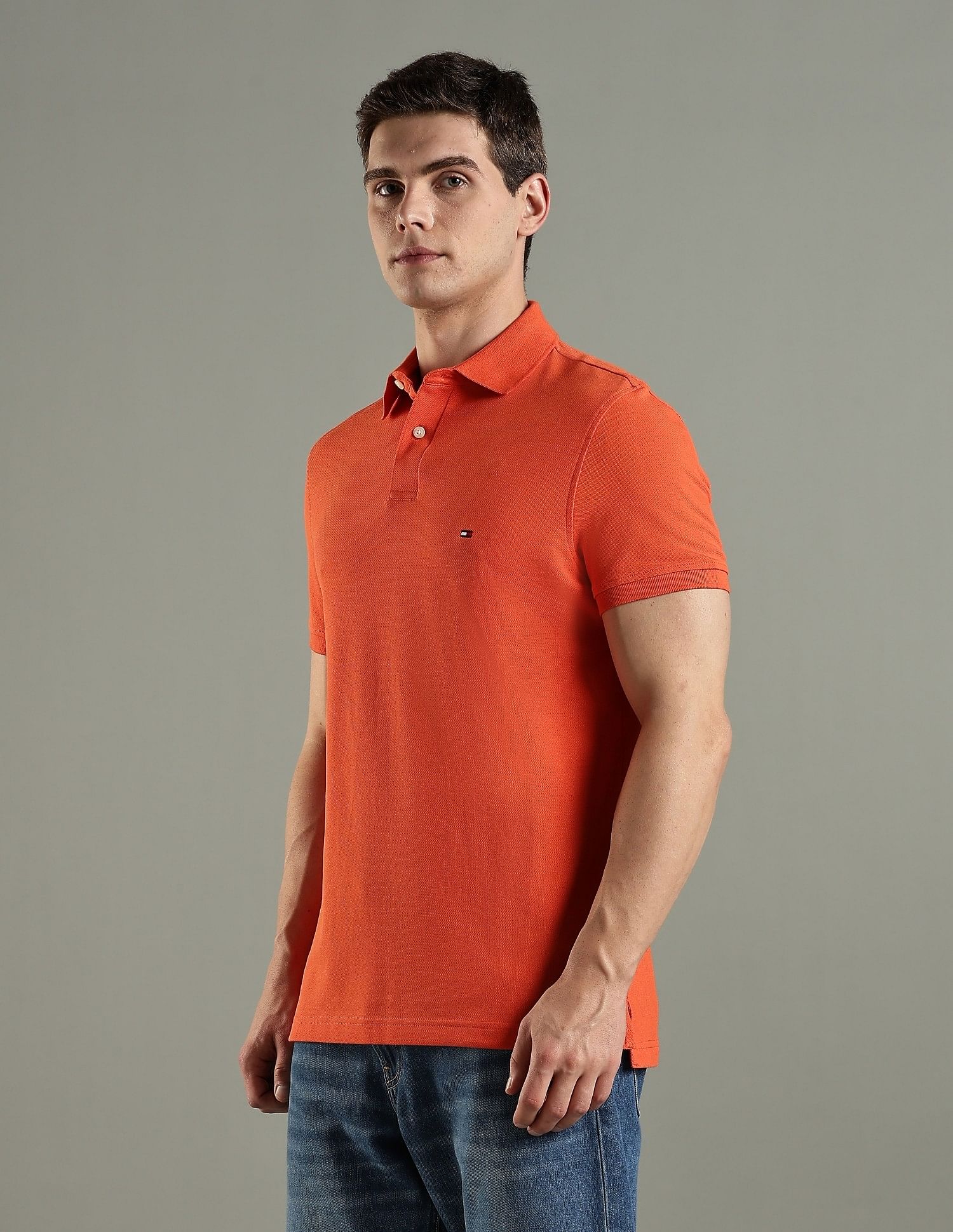 Tommy Hilfiger Solid Regular Fit Cotton Polo T-Shirt