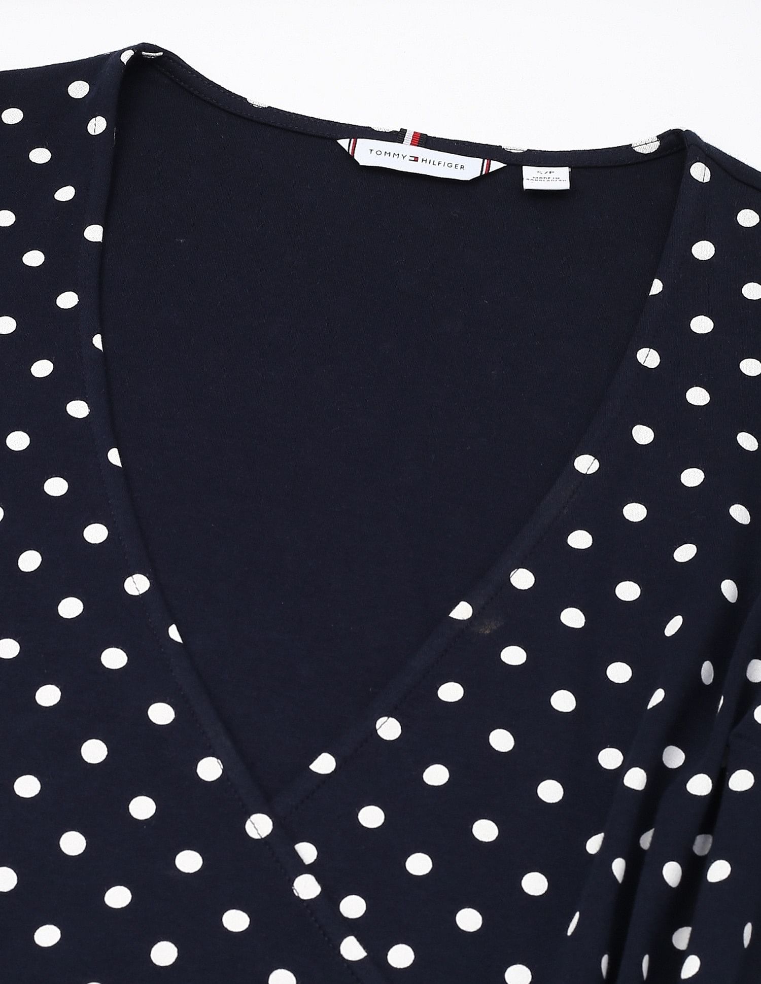 Tommy Hilfiger Cotton Wrap Neck Wrap Dress