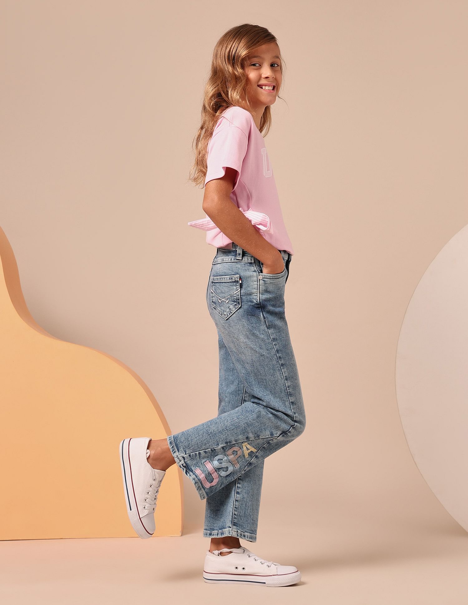U.S. Polo Assn. Kids Girls Mid Rise Bootcut Jeans