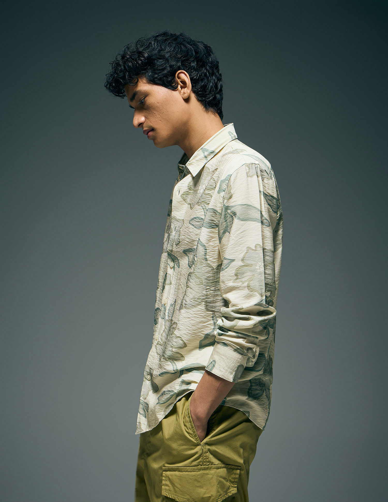 Flying Machine Floral Printed Color Of Home Shirt
