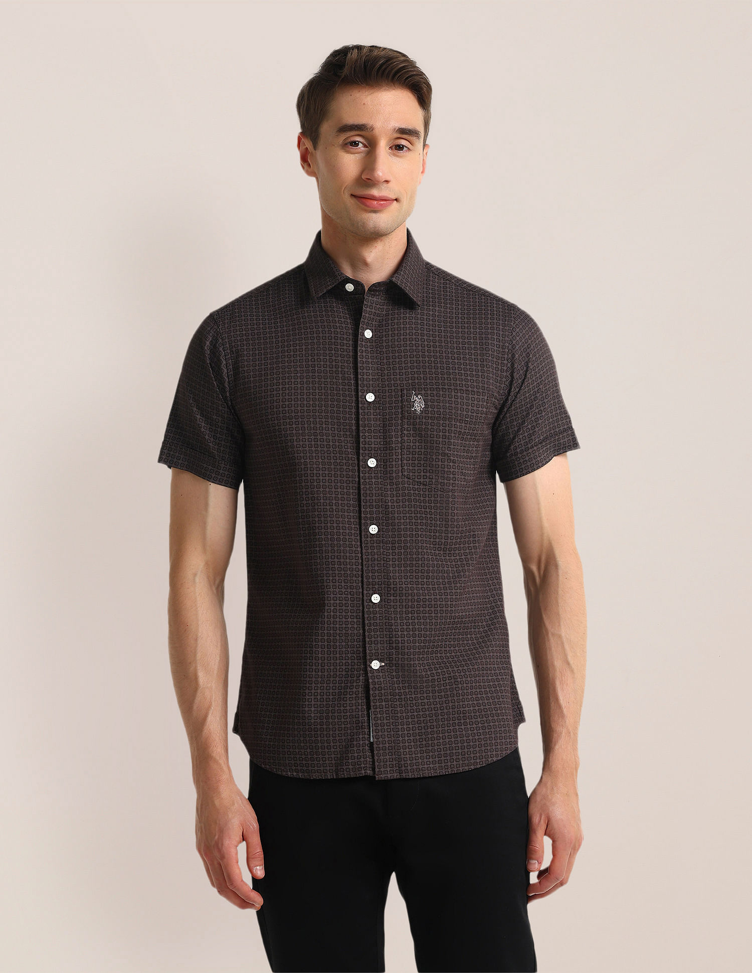 U.S. Polo Assn. Tailored Fit Geometric Shirt