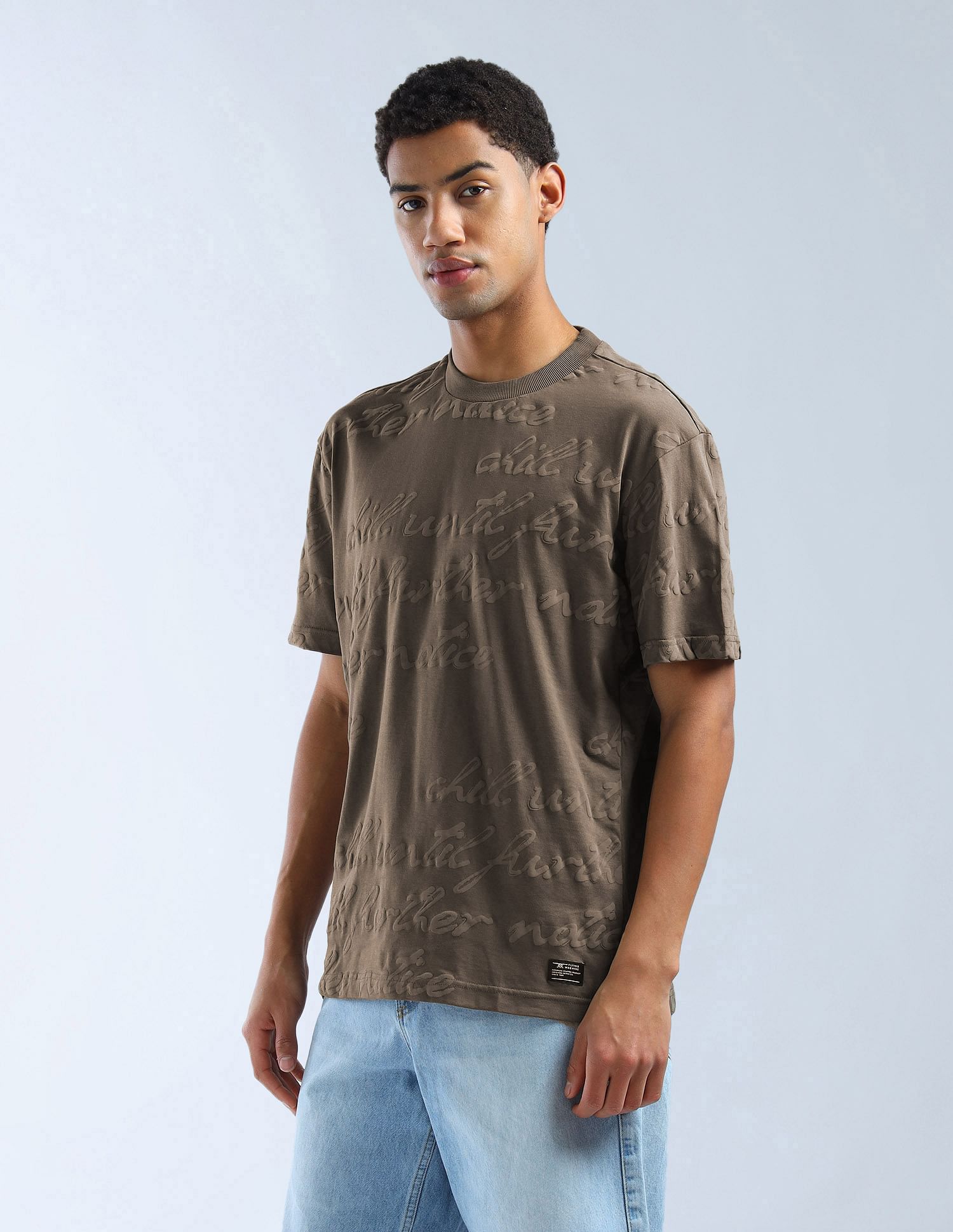 Flying Machine Typographic Printed Color Of Home T-Shirt