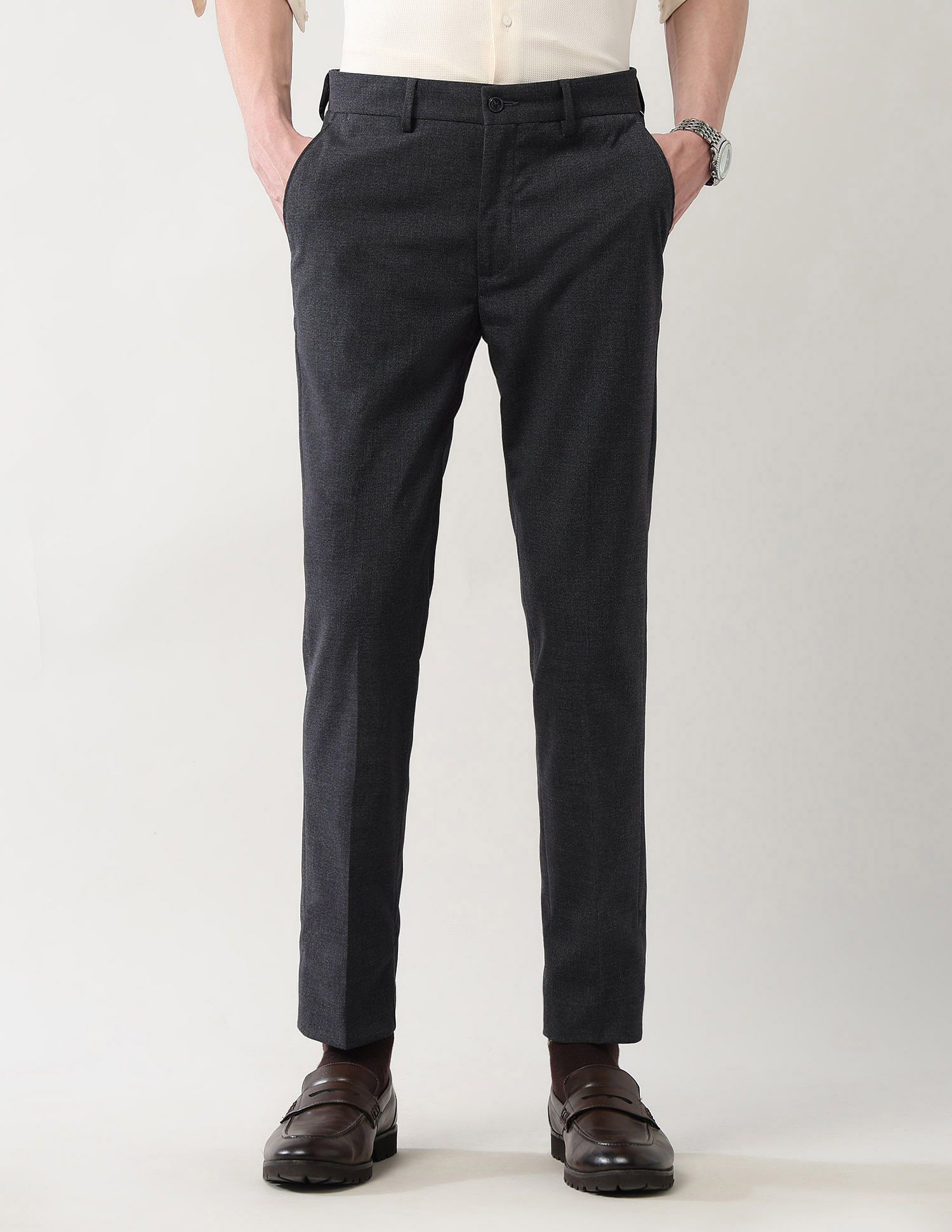 Arrow Newyork Mid Rise Slim Fit Autoflex Trousers