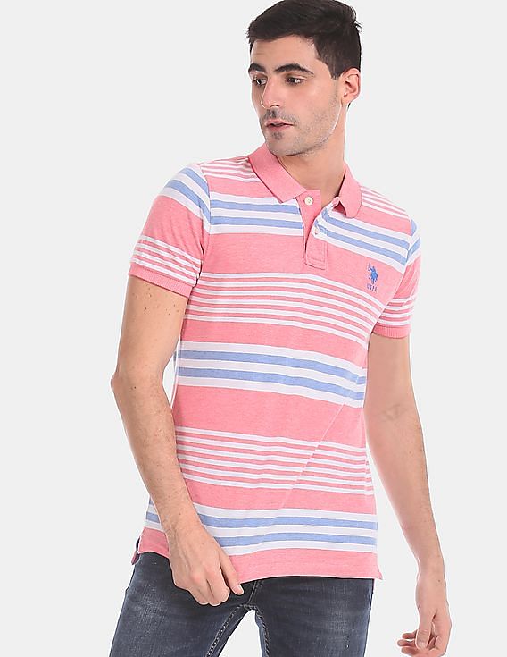 U.S. Polo Assn. Pink Stripe Pique Polo Shirt