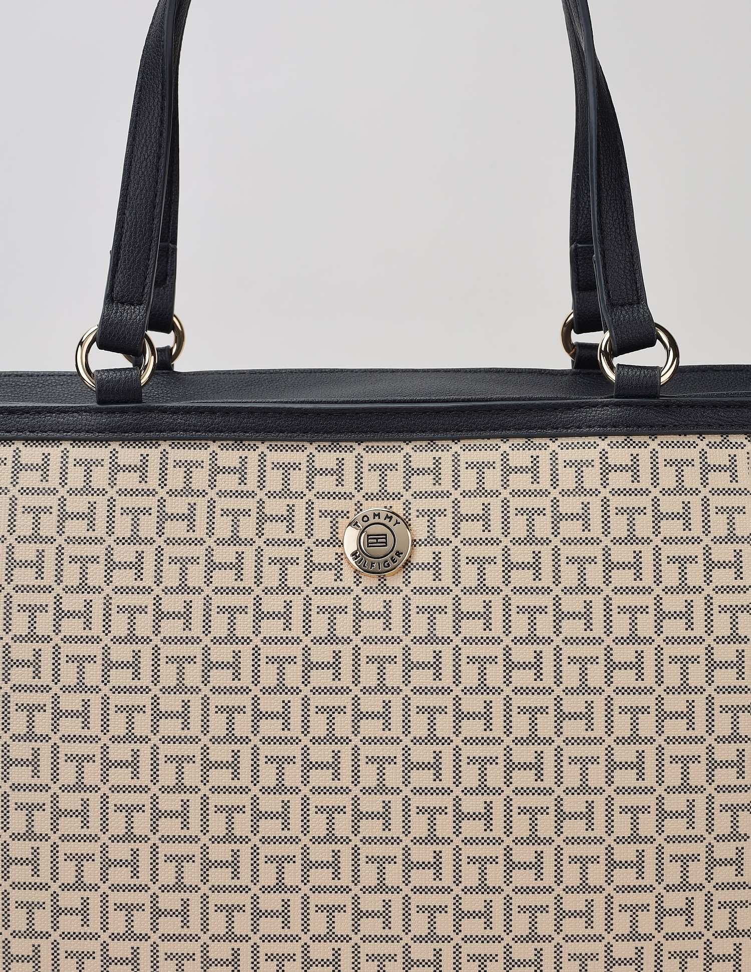 Tommy Hilfiger Logo Beige Pvc Tote Bag