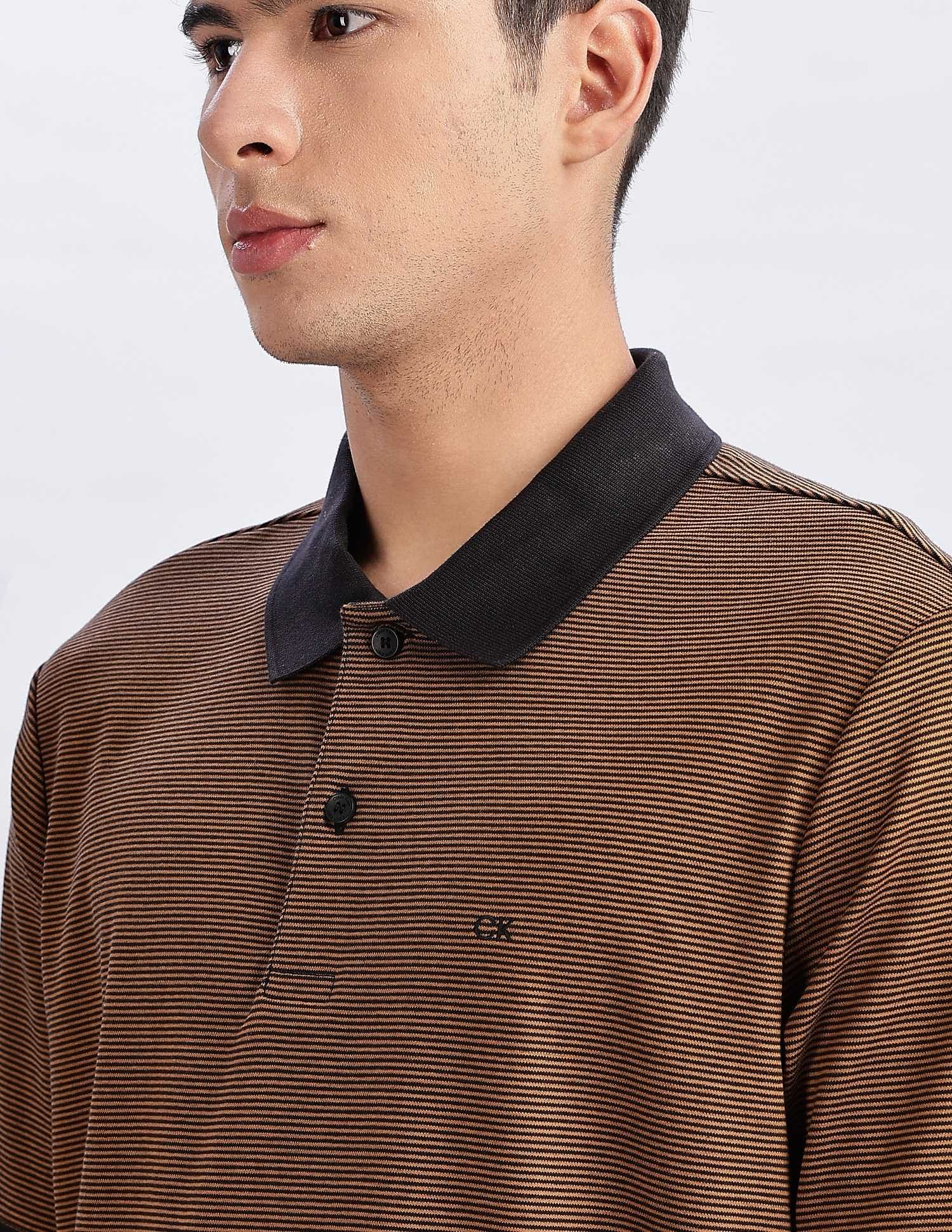 Calvin Klein Jeans Regular-Fit Pinstripes Cotton Polo Shirt