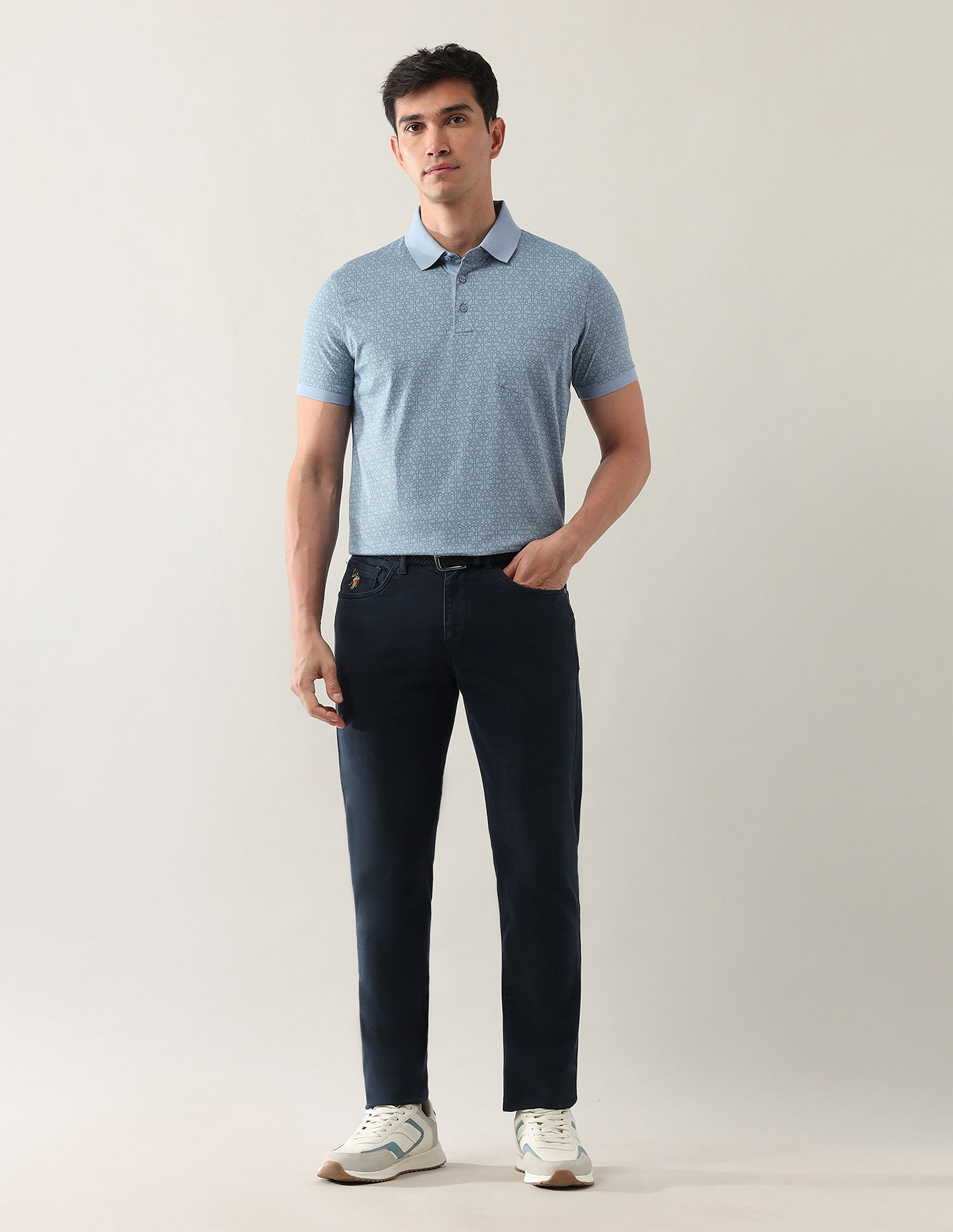 Arrow Geometric Printed Night Is Young Polo Shirt