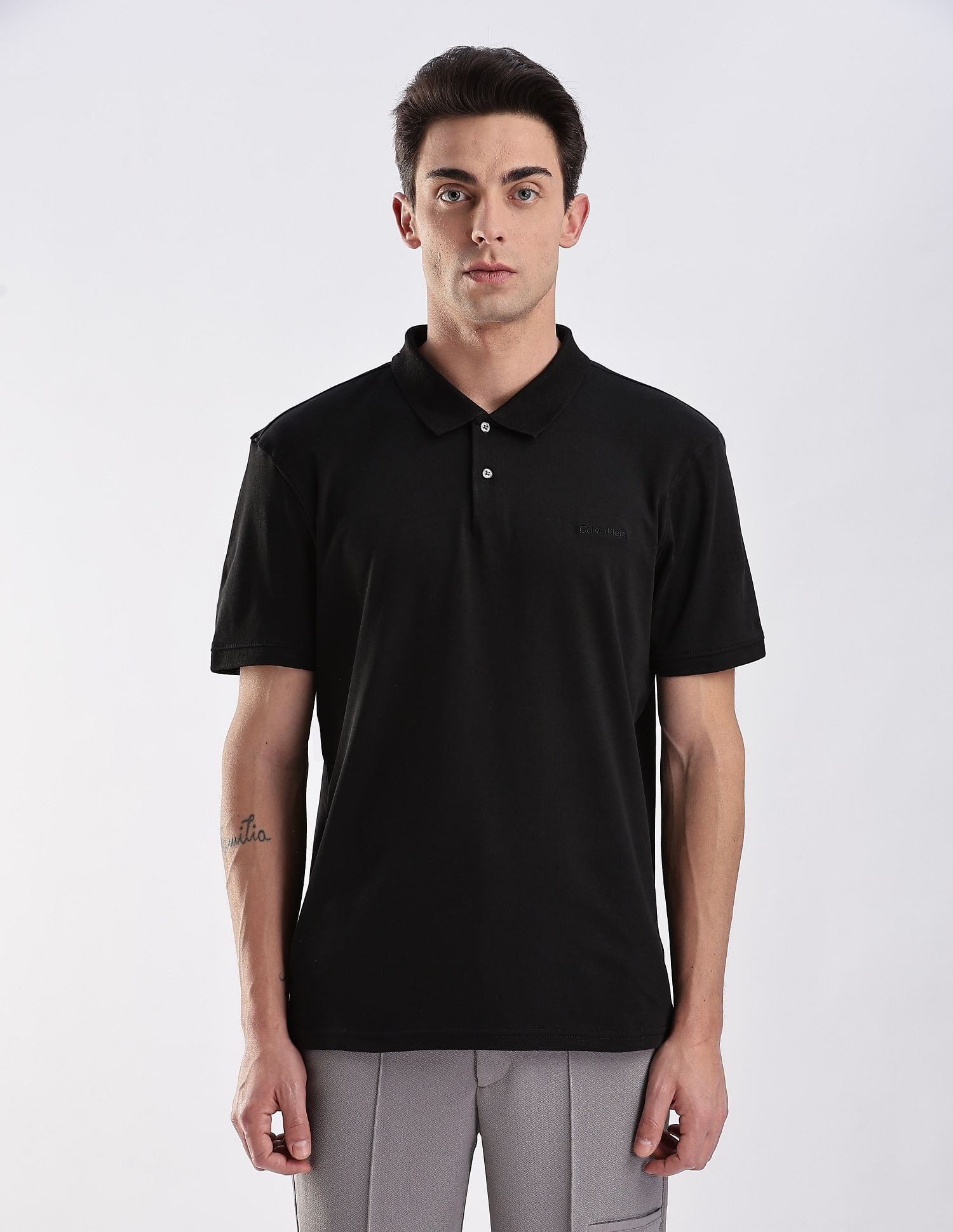 Calvin Klein Jeans Regular-Fit Solid Cotton Polo Shirt