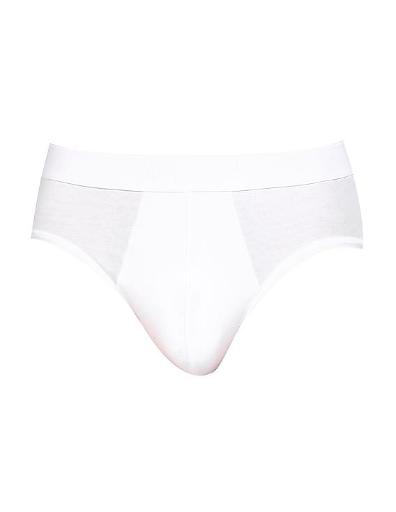 Buy Calvin Klein Underwear Men White Elasticized Waistband Solid Hip Briefs  