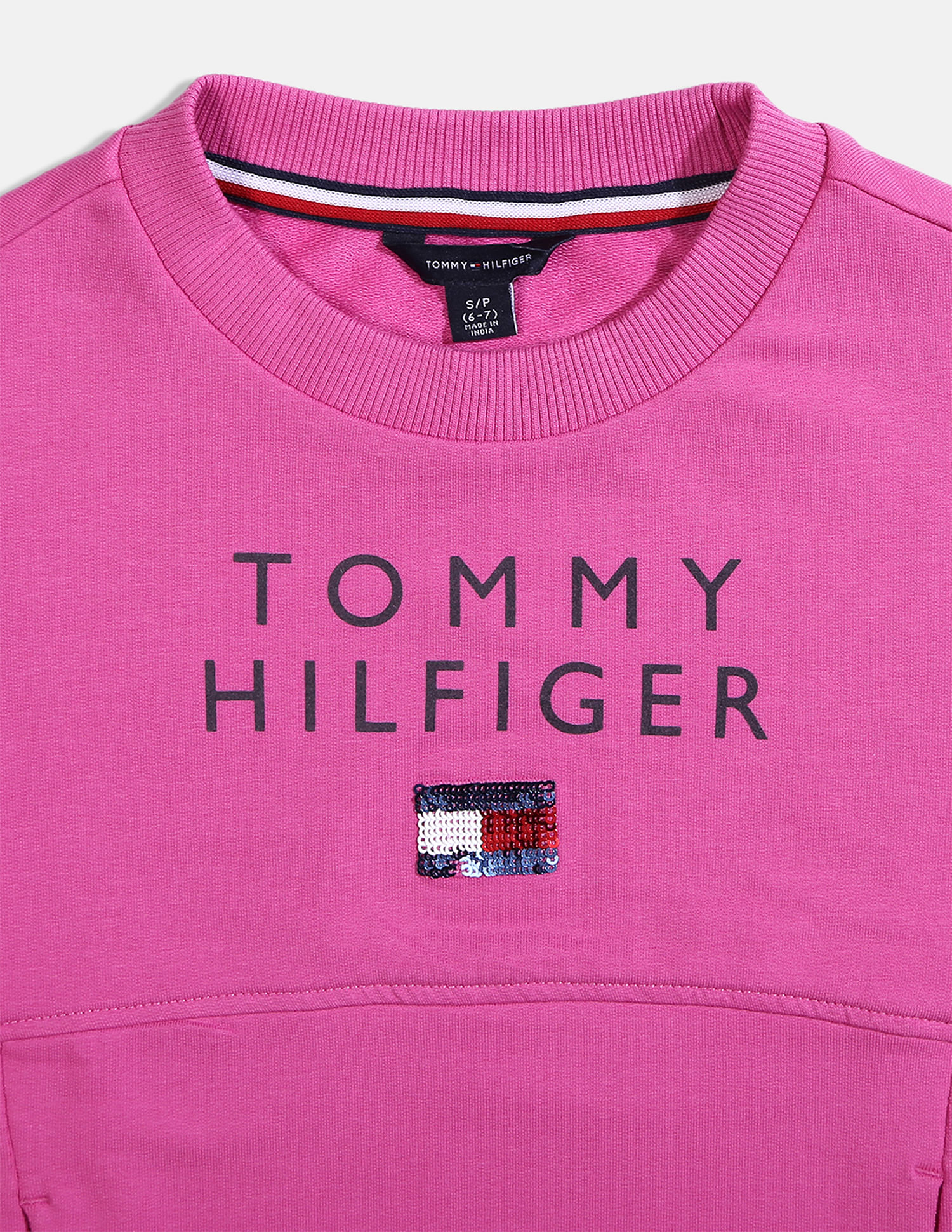 Girls Sweatshirt Sleeve Buy Pleated Tommy Sequin Flag Purple Kids Hilfiger