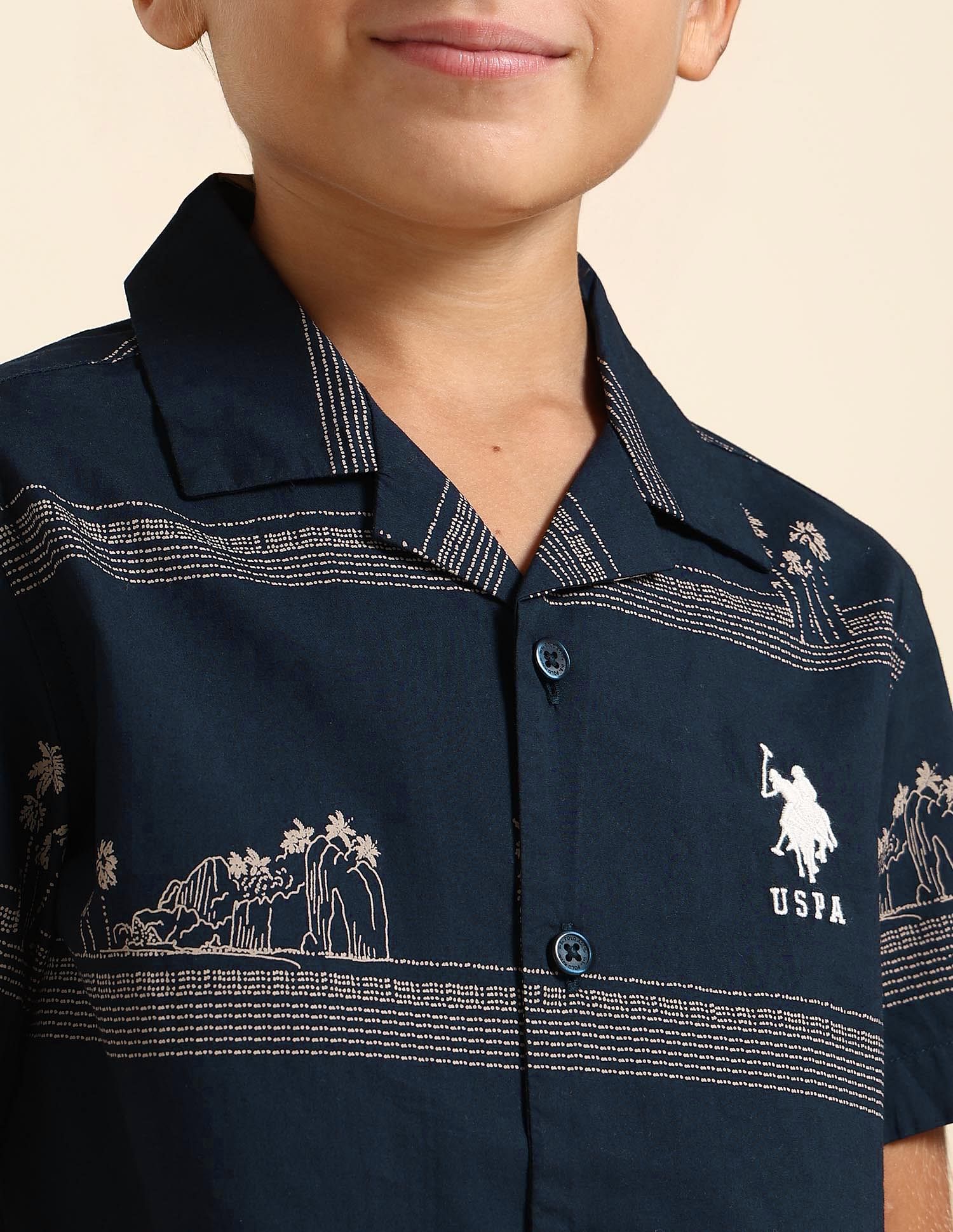 U.S. Polo Assn. Kids Boys All Over Printed Regular Fit Shirt