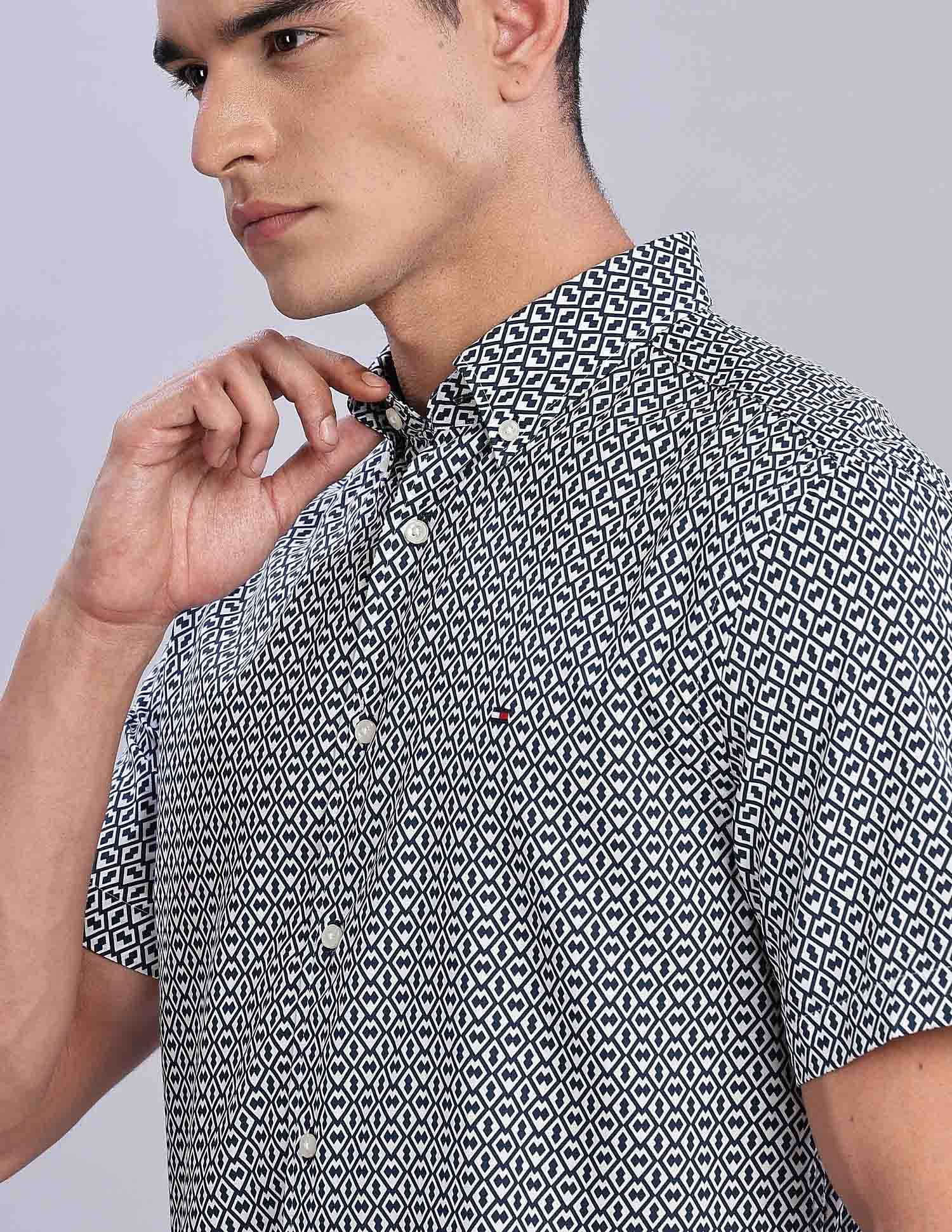 Tommy Hilfiger Mens Navy Geometric Shirt